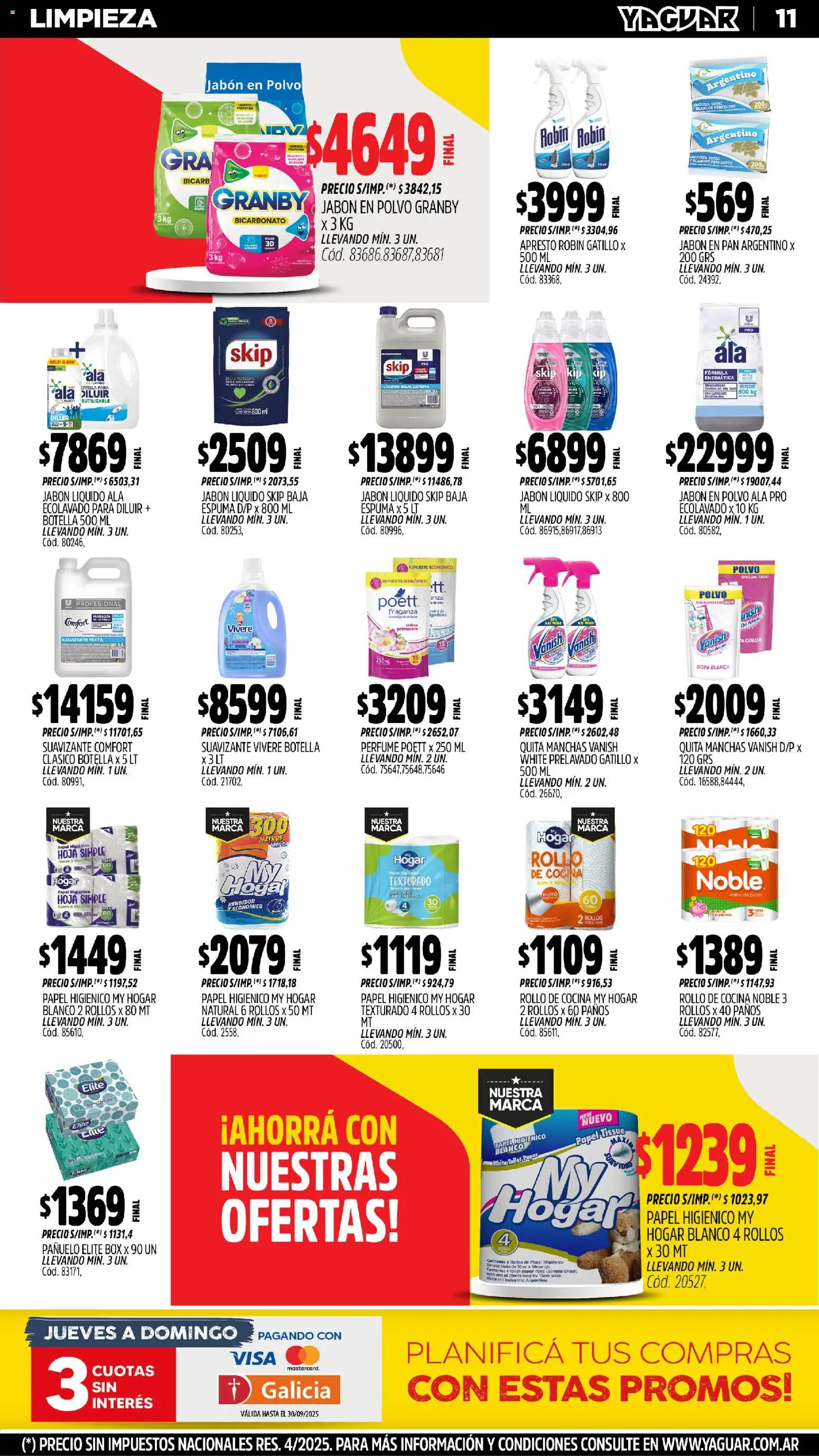 Yaguar - San Juan │ válido desde el 27.10.2025 | Página: 11 | Productos: Cocina, Papa, Jabón en polvo, Suavizante