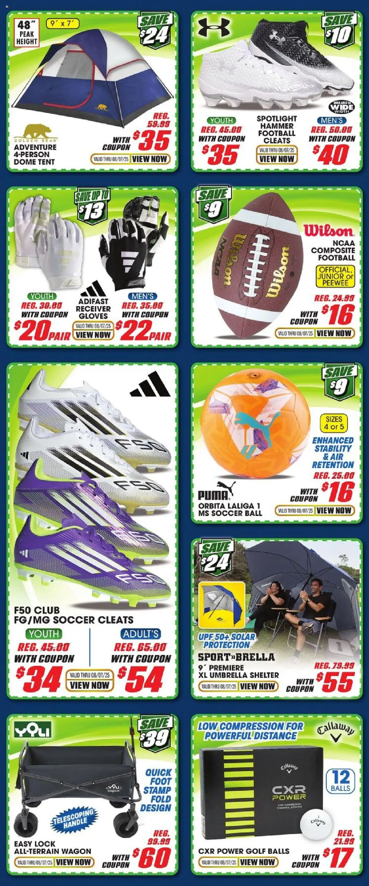 Big 5 Sporting Goods Weekly Ad - valid from 01.08.2025 | Page: 2 | Products: Tent, Gloves, Umbrella, Receiver
