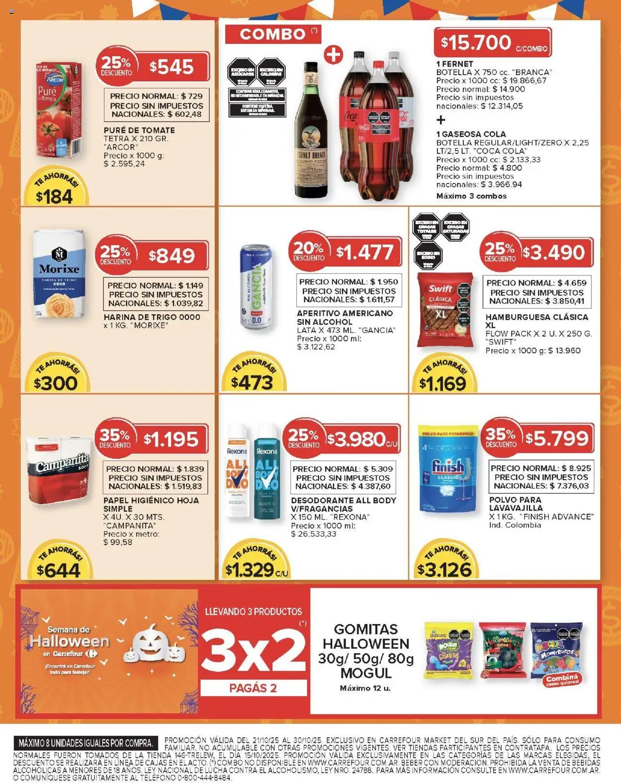 Carrefour - Ofertas Carrefour | 21 al 30 Octubre - 877a82af-aec3-47b2-a5ca-060b2cfa1f47 │ válido desde el 21.10.2025 | Página: 44 | Productos: Gomitas, Fernet, Gaseosa, Té