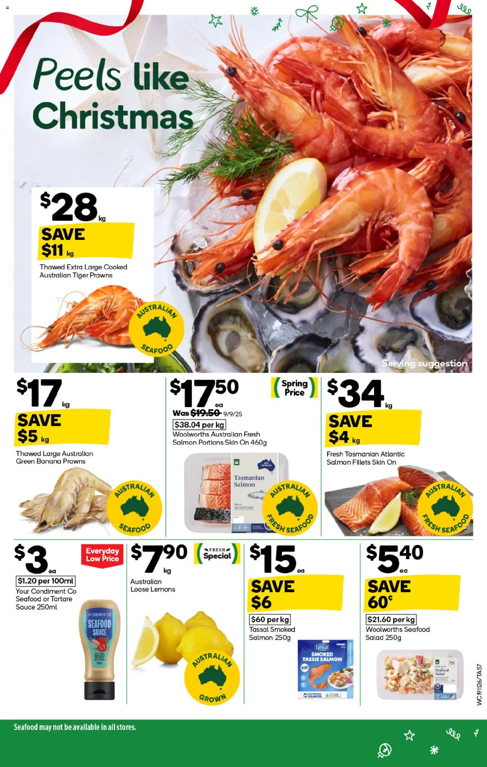 Woolworths catalogue - valid from 19.11.2025 | Page: 7 | Products: Prawns, Salad, Salmon, Sauce