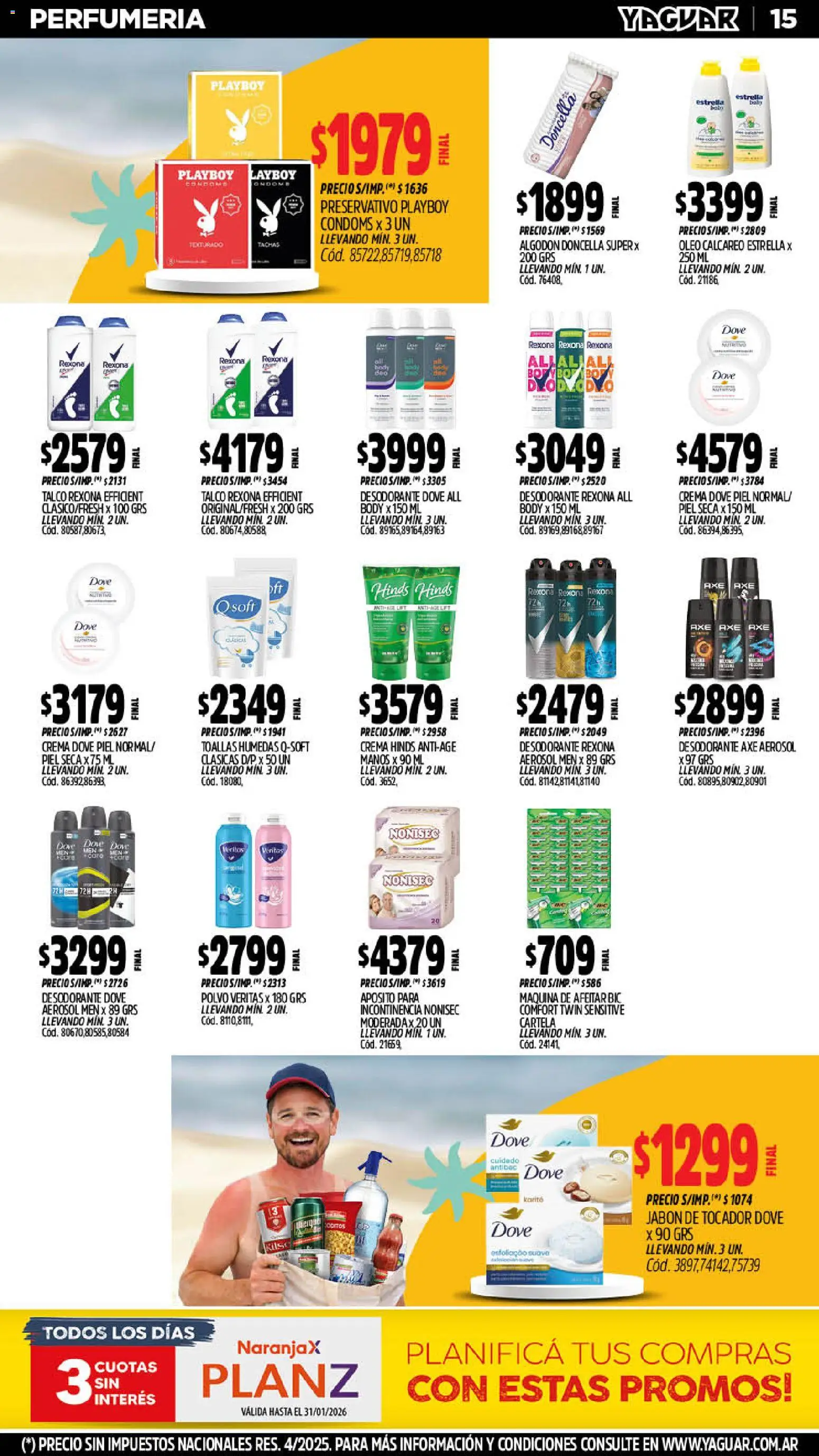 Yaguar catálogo │ válido desde el 05.01.2026 | Página: 15 | Productos: Algodón, Toallas, Desodorante, Crema