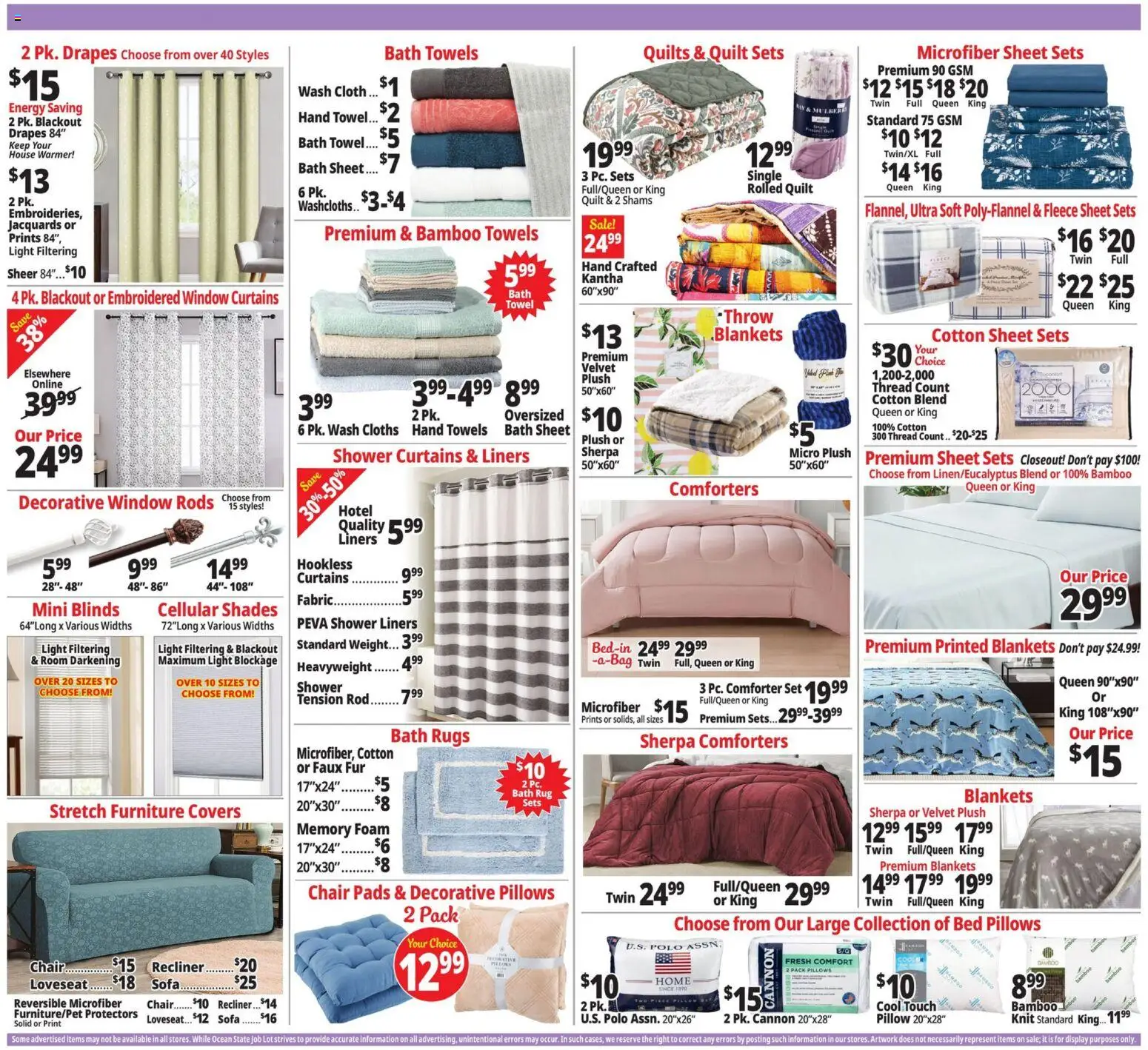 Ocean State Job Lot Weekly Ad - MA - valid from 05.03.2026 | Page: 8 | Products: Sofa, Bath, Pads, Rod
