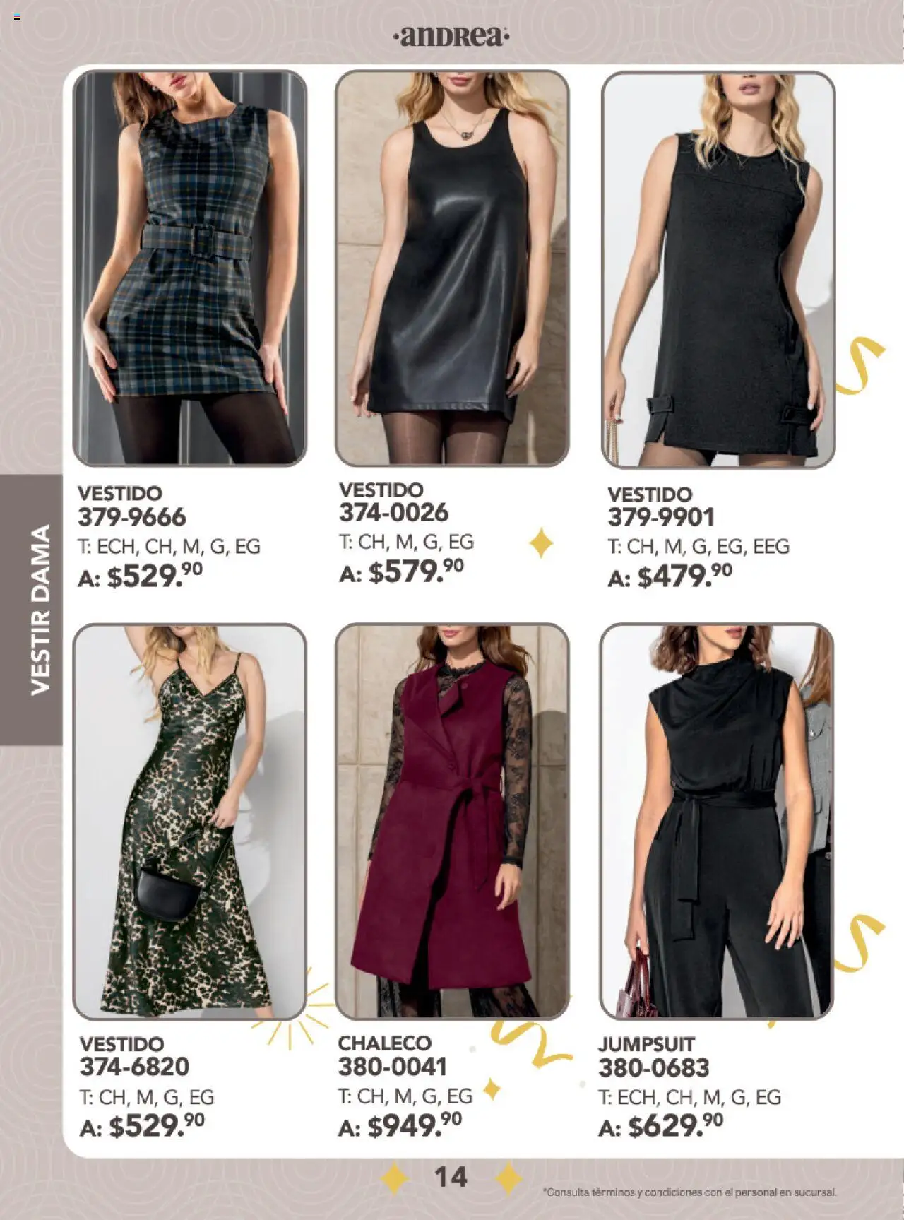 Nuevas ofertas de Andrea válidas en toda la República Mexicana desde el 24.08.2025. ¡Encuentra las mejores ofertas en Andrea - Catálogo Fiestas y Celebraciones! | Página: 14 | Productos: Chaleco, Vestido