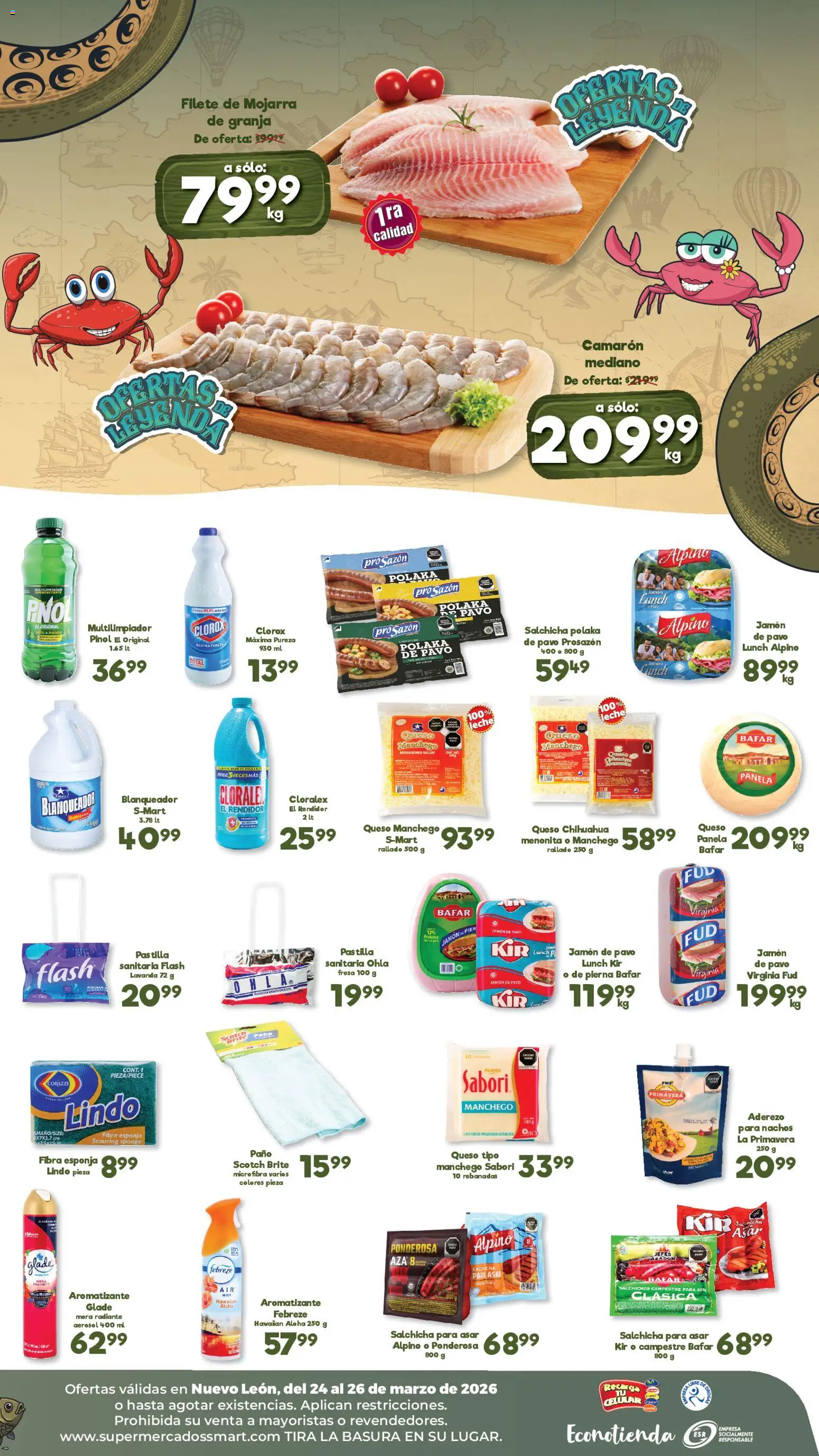 Nuevas ofertas de S-Mart válidas en toda la República Mexicana desde el 24.03.2026. ¡Encuentra las mejores ofertas en S-Mart folleto Ofertas de feria Monterrey! | Página: 2 | Productos: Esponja, Queso, Radiante, Bowl