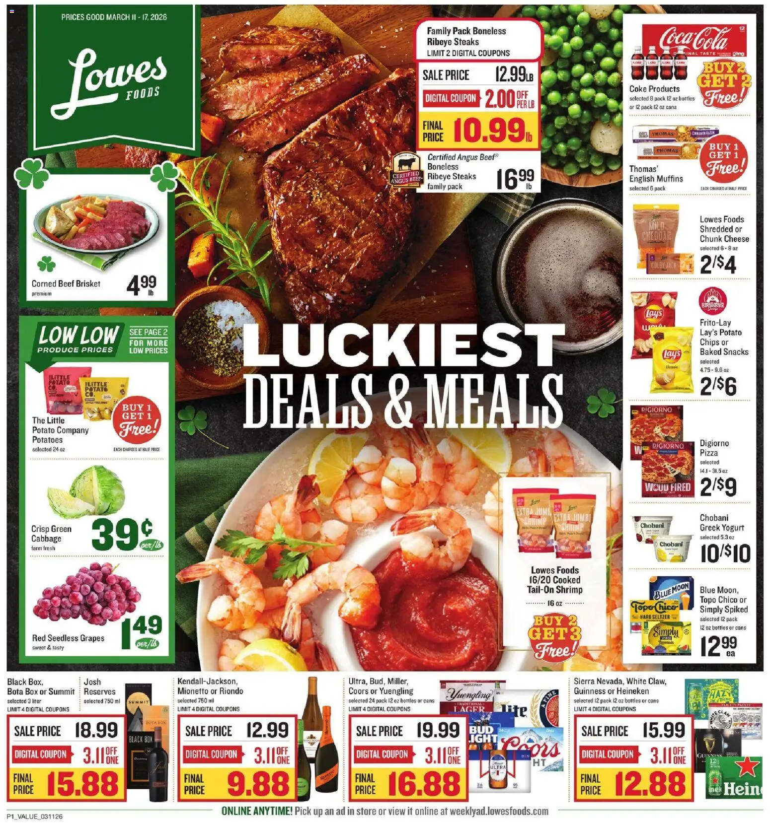 Lowes Foods Weekly Ad - NC - valid from 11.03.2026 | Page: 1 | Products: Box, Cheese, Yogurt, Potatoes