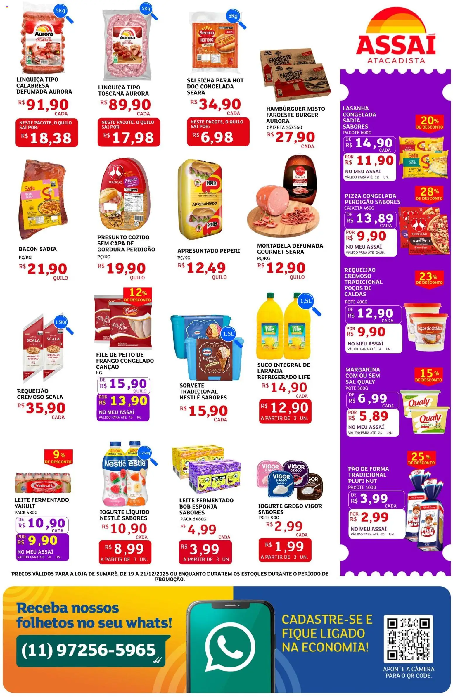 Assaí Atacadista Folheto - válido de 19.12.2025 | Página: 5 | Produtos: Salsicha, Pão de forma, Hambúrguer, Frango