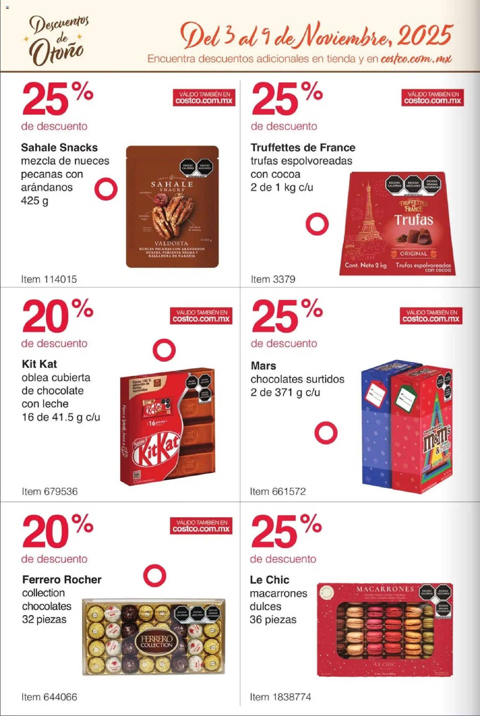 Nuevas ofertas de Costco válidas en toda la República Mexicana desde el 03.11.2025. ¡Encuentra las mejores ofertas en Costco catálogo Descuentos de Otoño! | Página: 12 | Productos: Chocolate, Arándanos, Nueces, Cacao