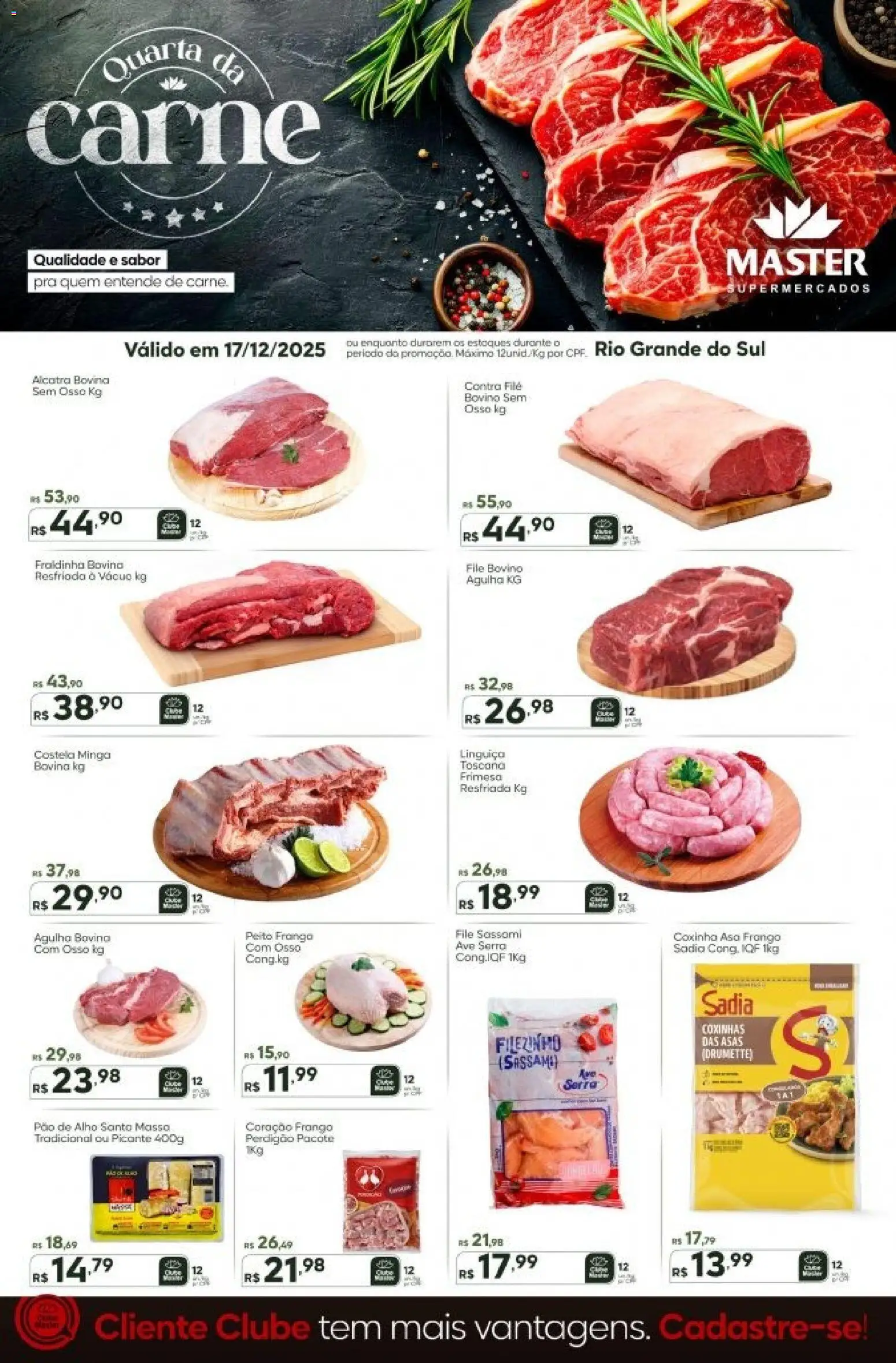 Master Folheto - válido de 17.12.2025 | Página: 1 | Produtos: Alcatra, Pão, Carne, Massa