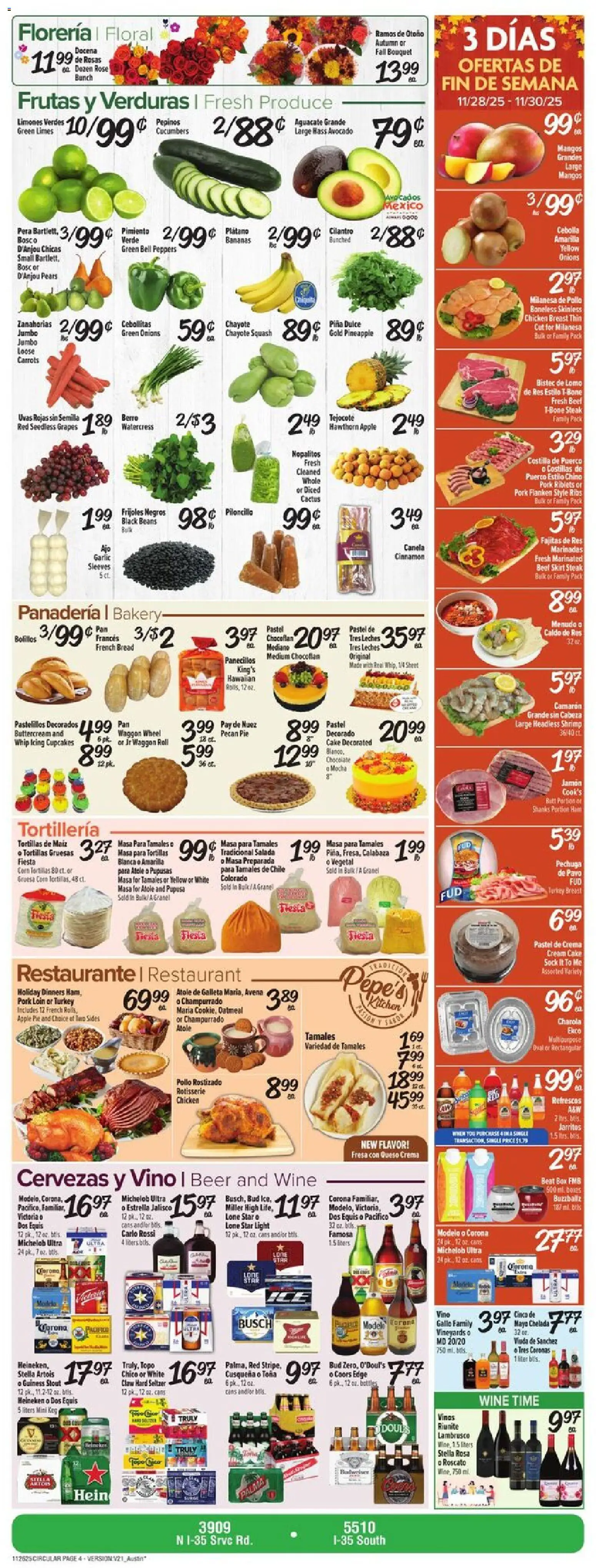 Fiesta Mart Weekly Ad - valid from 26.11.2025 | Page: 4 | Products: Chocolate, Pork, Bananas, Cream