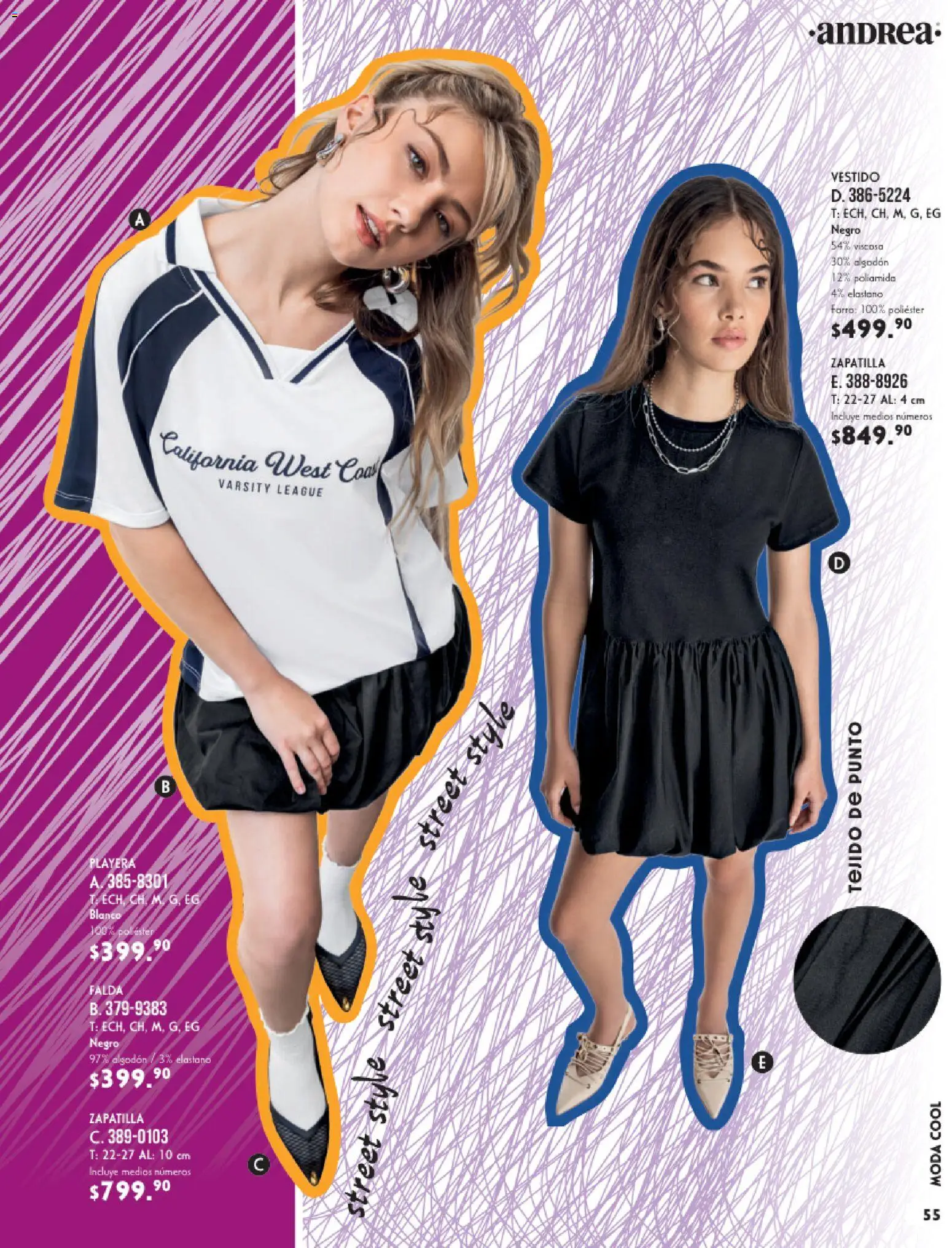 Nuevas ofertas de Andrea válidas en toda la República Mexicana desde el 25.01.2026. ¡Encuentra las mejores ofertas en Andrea catálogo Vestir! | Página: 55 | Productos: Algodón, Vestido, Playera, Falda