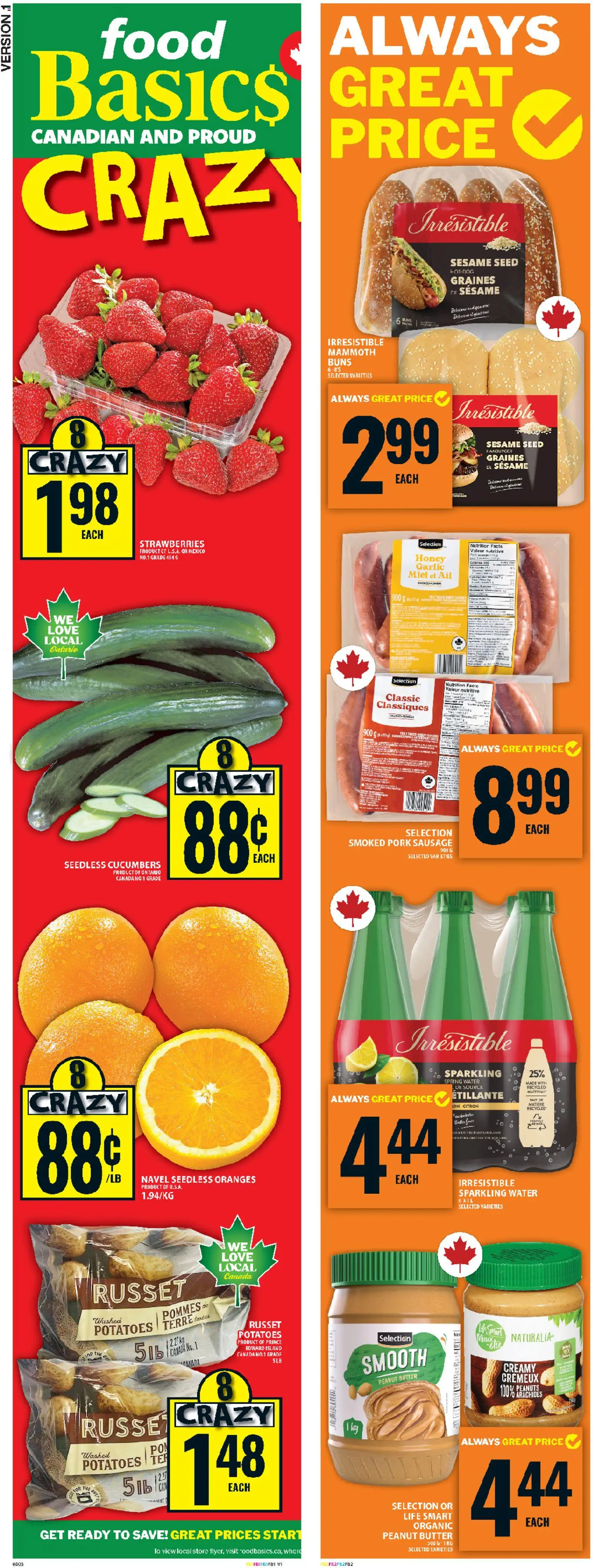 Food Basics flyer valid from 23.04.2026 | Page: 2 | Products: Strawberries, Cucumbers, Pork, Oranges