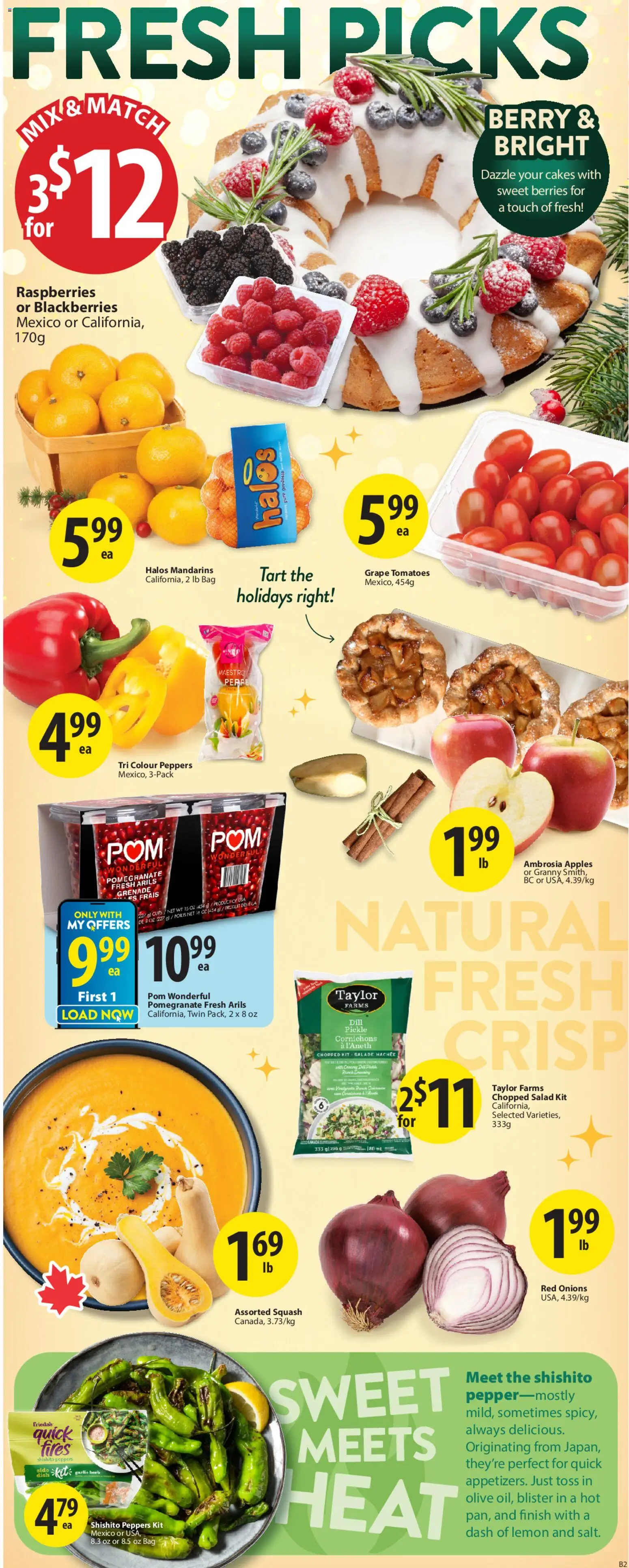 Save on foods flyer valid from 04.12.2025 | Page: 3 | Products: Salad, Bag, Apples, Tomatoes