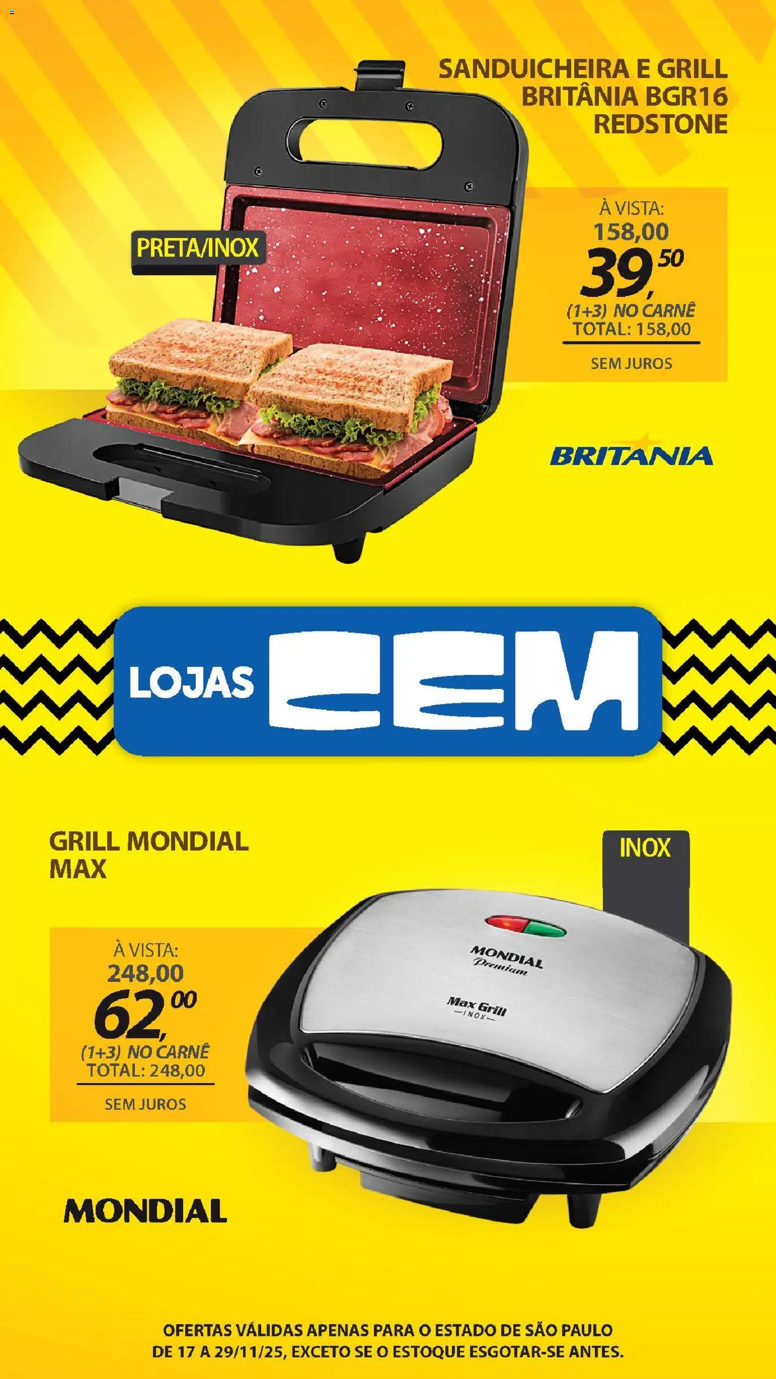 Lojas Cem Folheto - válido de 17.11.2025 | Página: 86 | Produtos: Grill, Sanduicheira, Carne