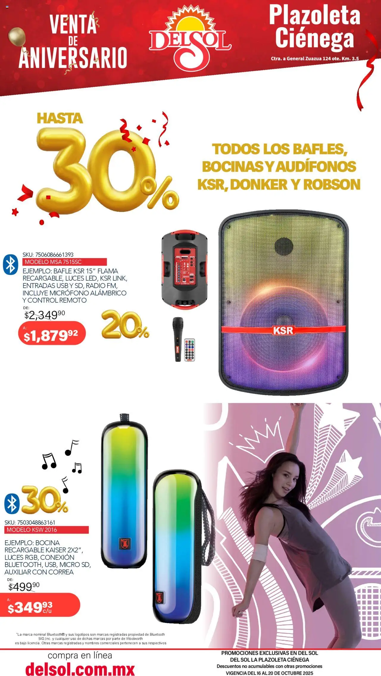 Nuevas ofertas de Del Sol y Woolworth válidas en toda la República Mexicana desde el 16.10.2025. ¡Encuentra las mejores ofertas en Del Sol y Woolworth - Catálogo Aniversario Apertura Del Sol Ciénega! | Página: 8 | Productos: Radio, Audífonos, Control remoto, Micrófono