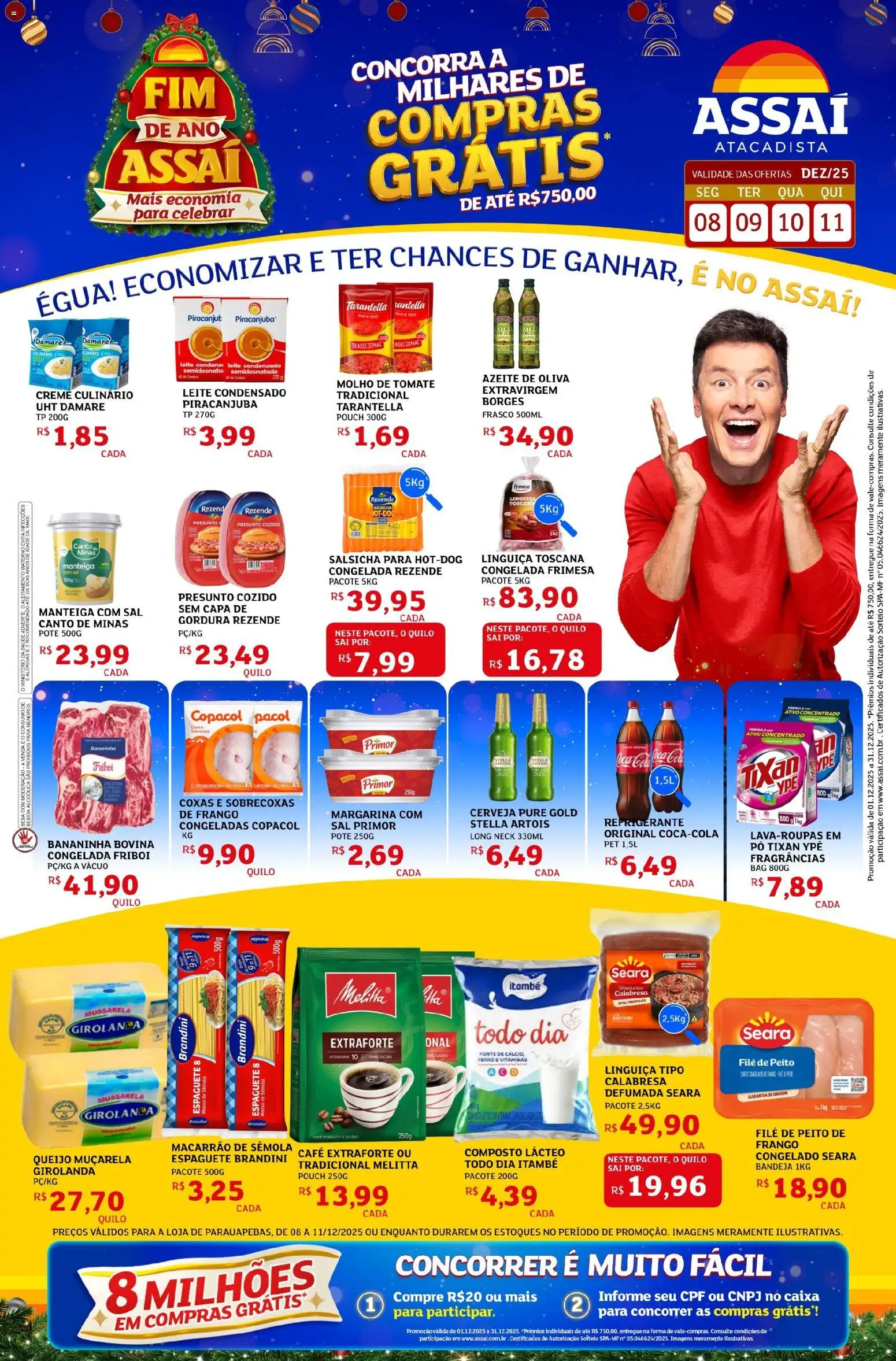 Assaí Atacadista Folheto - válido de 08.12.2025 | Página: 1 | Produtos: Espaguete, Sal, Azeite, Leite condensado