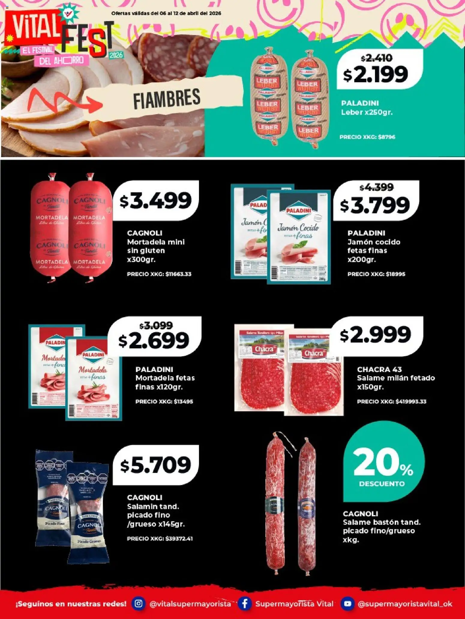 Vital - Especial de frescos │ válido desde el 06.04.2026 | Página: 6 | Productos: Jamón cocido, Mortadela, Jamón, Salame