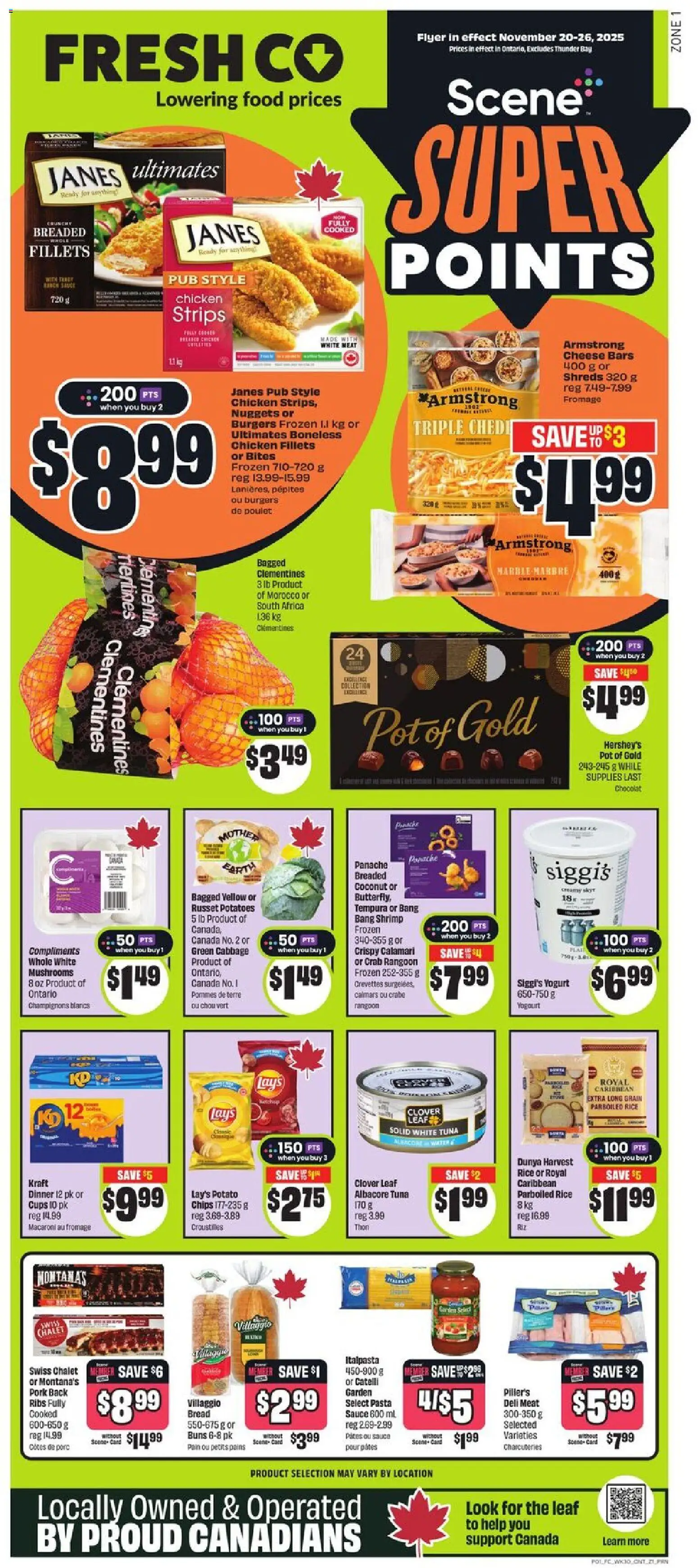 FreshCo flyer valid from 20.11.2025 | Page: 1 | Products: Pasta, Cheese, Yogurt, Bread