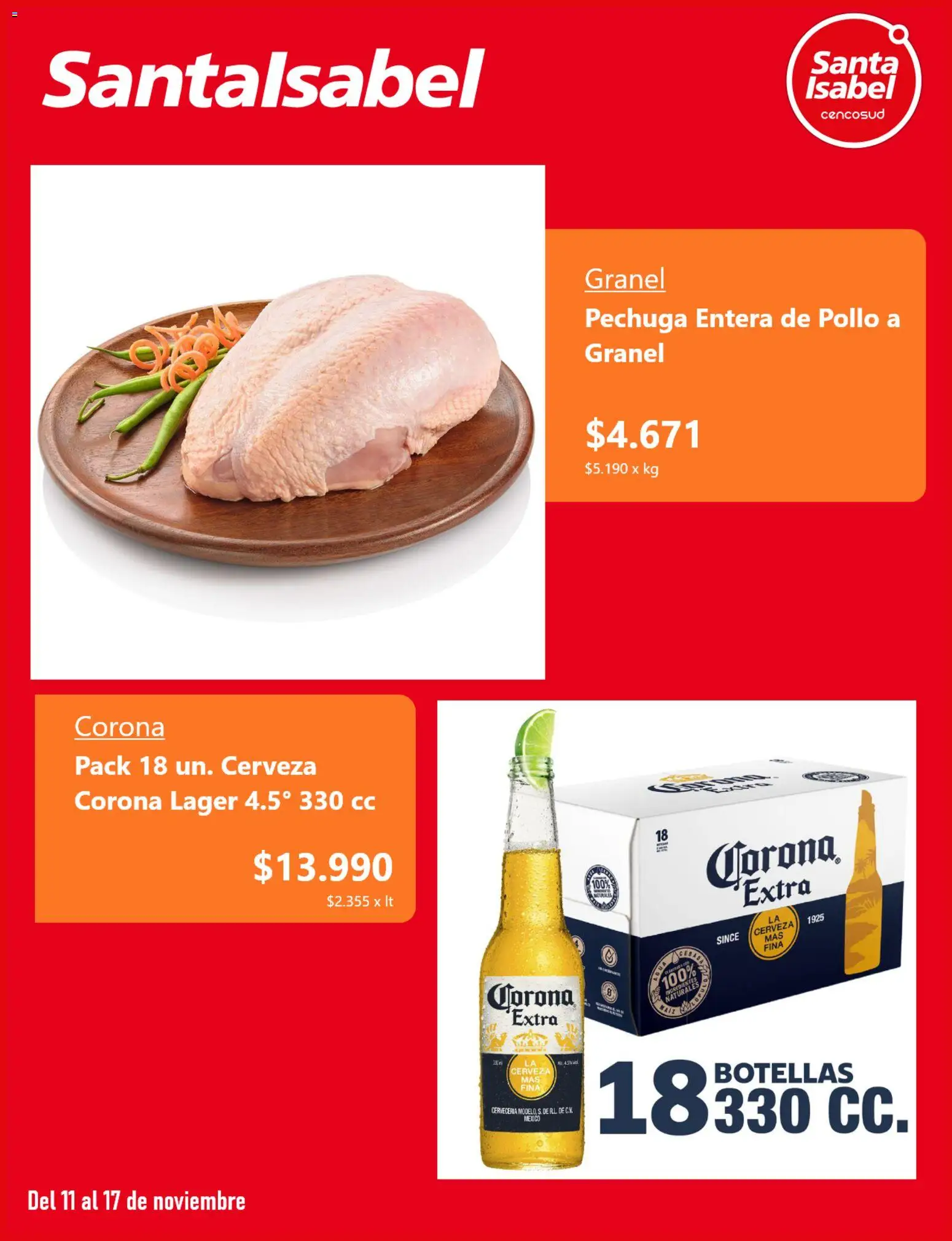Santa Isabel ofertas  │ válido desde el 11.11.2025 | Página: 2 | Productos: Agua, Pollo, Cerveza