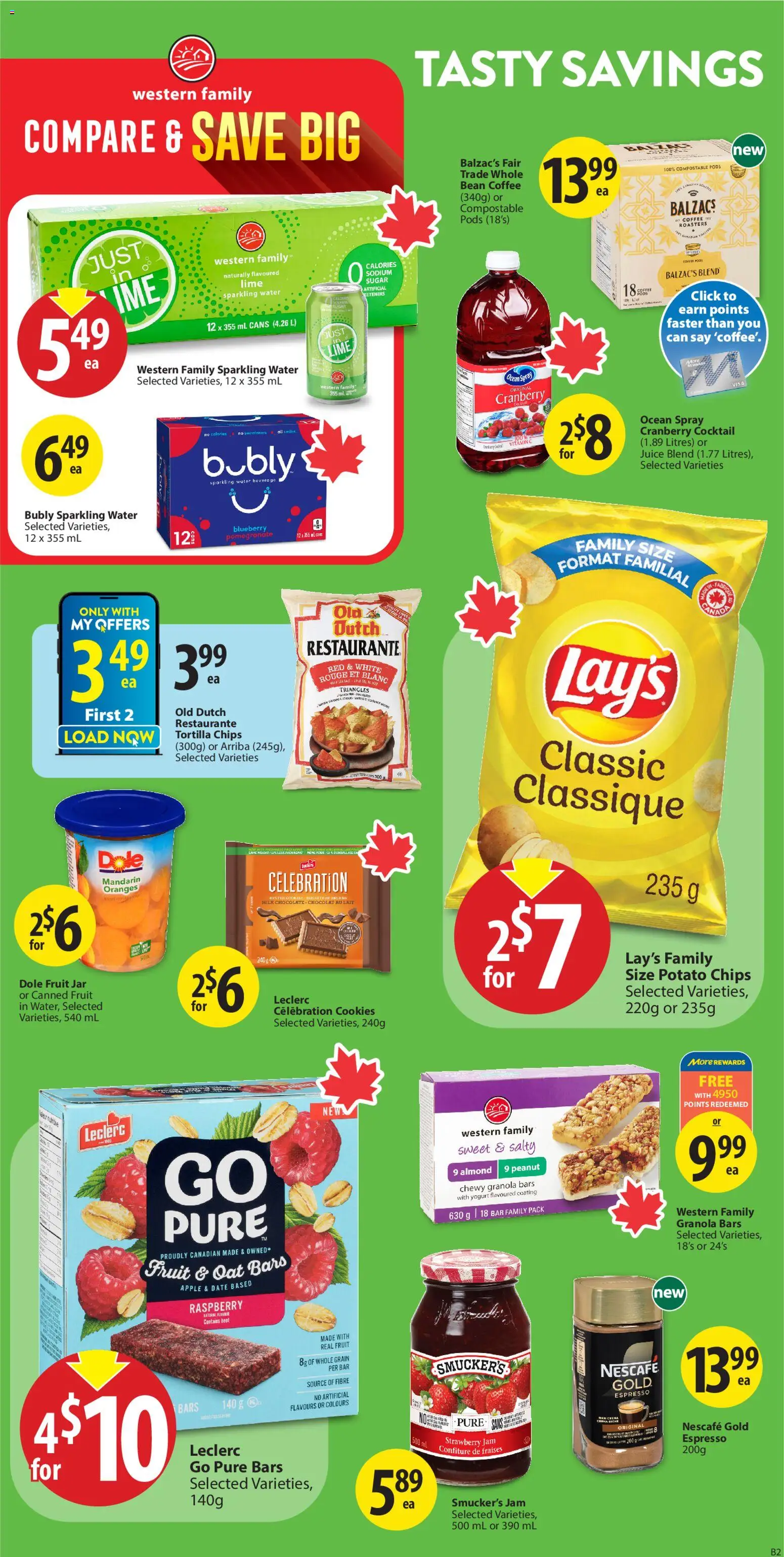Save on foods flyer valid from 15.01.2026 | Page: 14 | Products: Chips, Coffee, Juice, Oranges