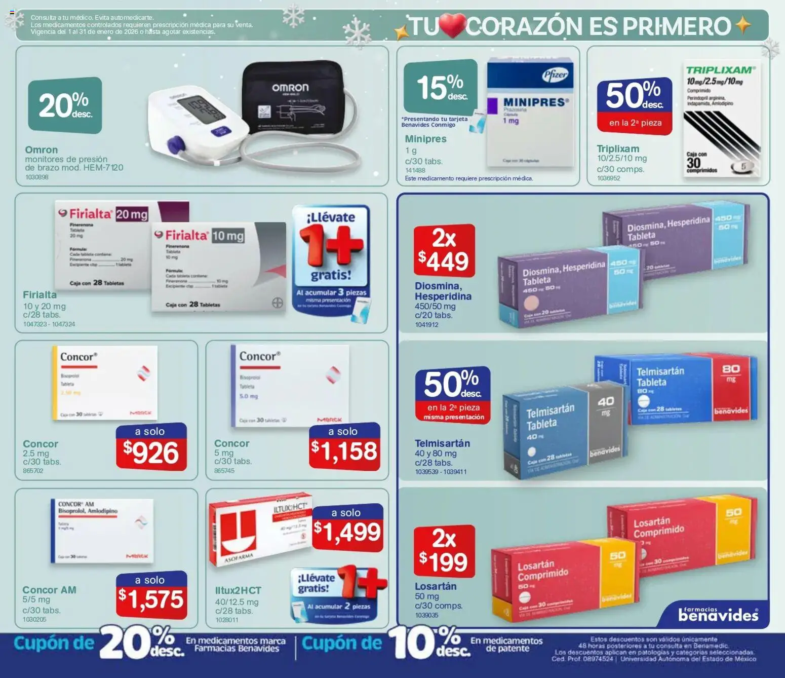 Nuevas ofertas de Farmacia Benavides válidas en toda la República Mexicana desde el 01.01.2026. ¡Encuentra las mejores ofertas en Farmacia Benavides catálogo! | Página: 7 | Productos: Top, Caja, Tableta