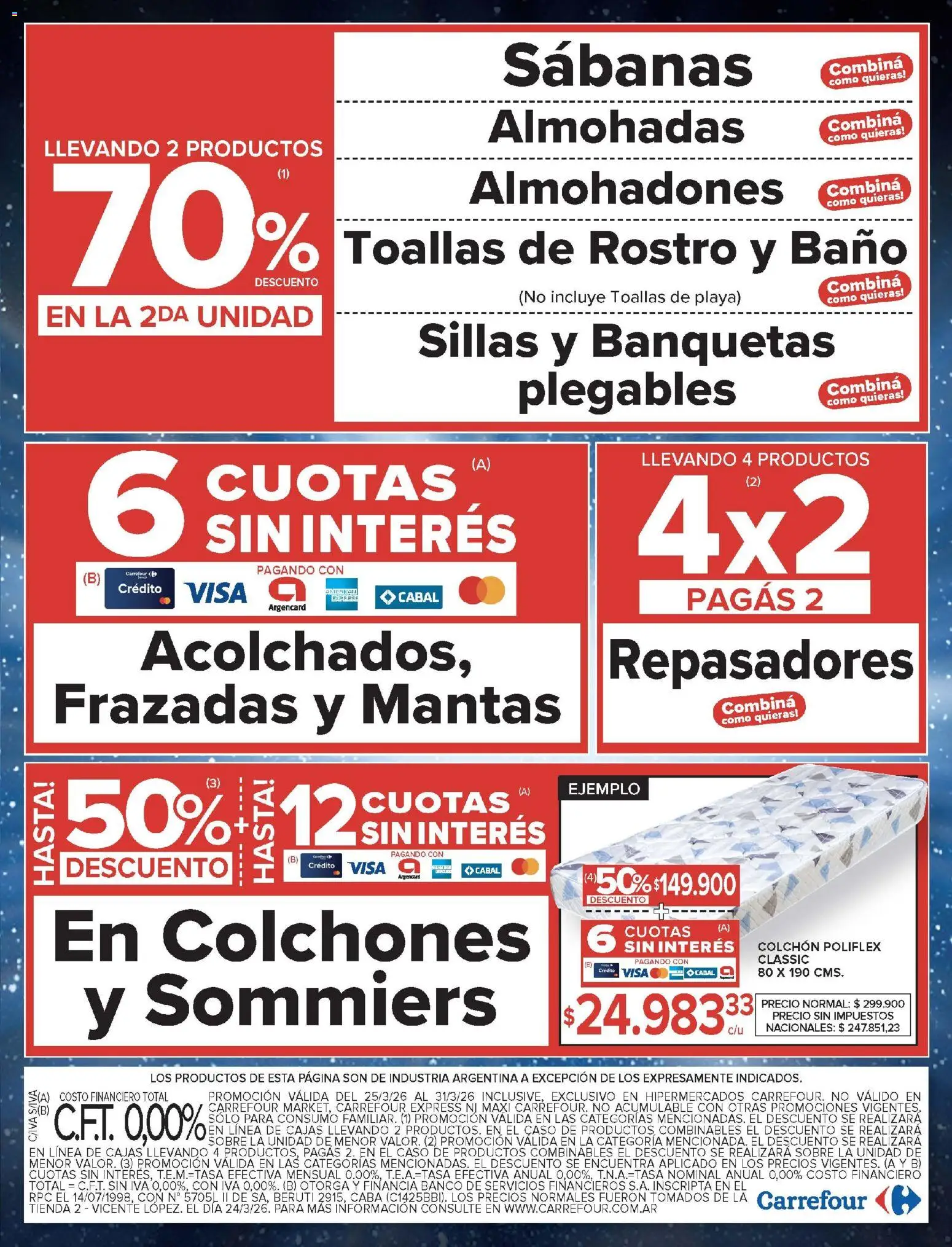 Carrefour - Ofertas AHORRO GIGANTE │ válido desde el 25.03.2026 | Página: 24 | Productos: Sabanas, Toallas, Colchón, Sobre