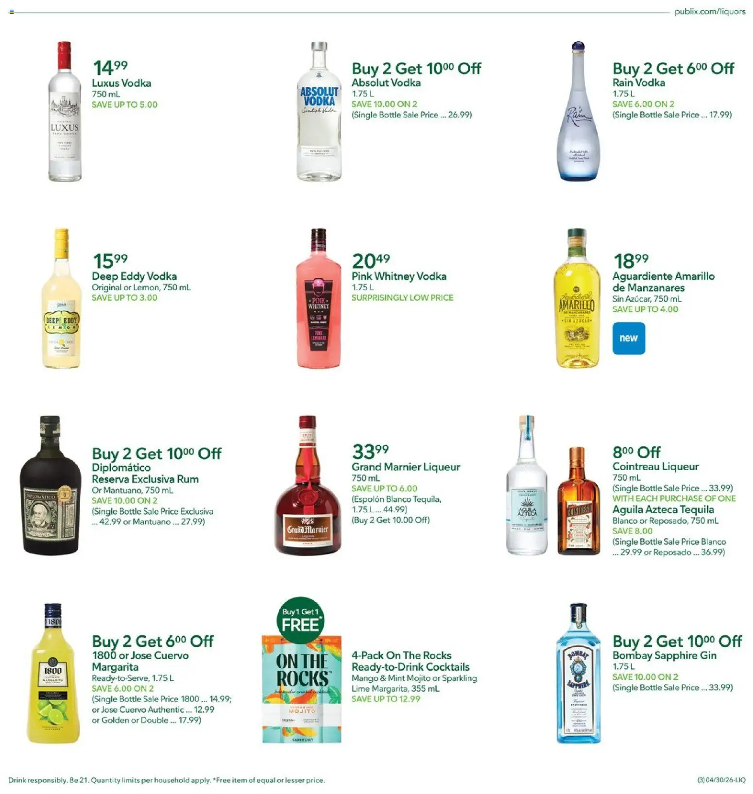 Publix Liquor - valid from 30.04.2026 | Page: 3 | Products: Gin, Vodka, Mango, Lime