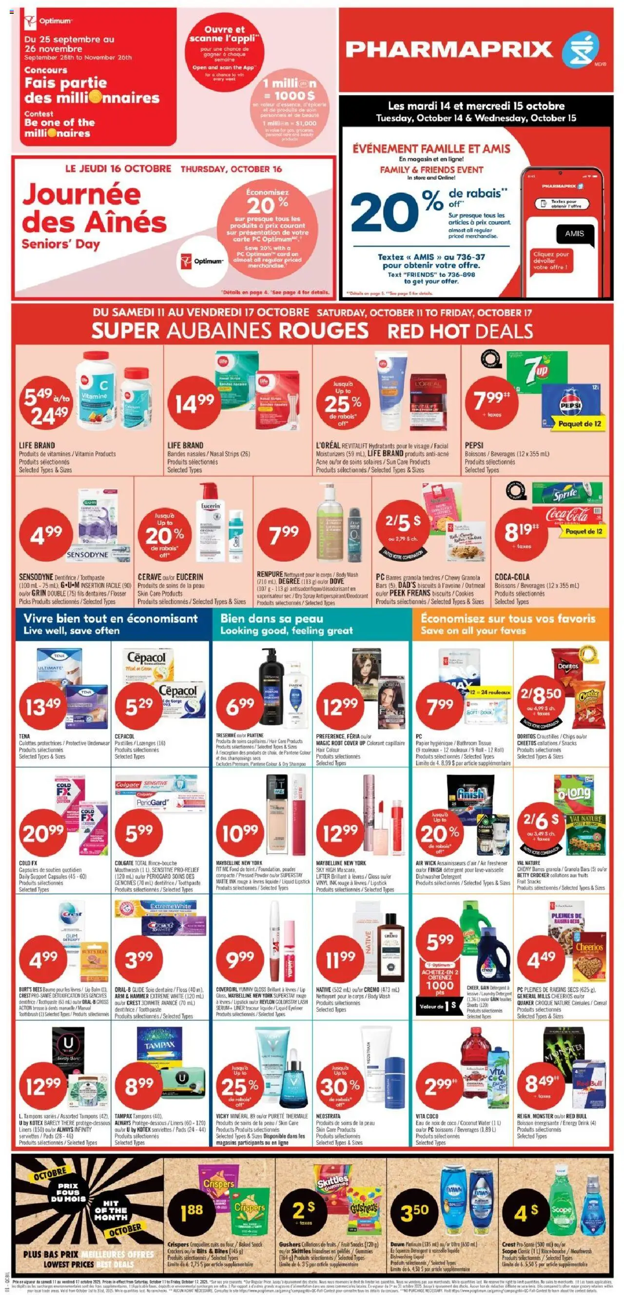 Pharmaprix flyer valid from 11.10.2025 | Page: 2 | Products: Lipstick, Body wash, Detergent, Underwear