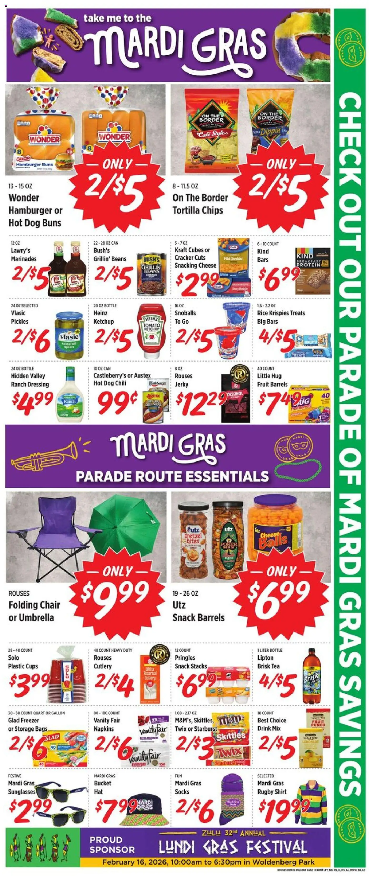 Rouses Weekly Ad - LA - valid from 11.02.2026 | Page: 4 | Products: Tea, Socks, Umbrella, Freezer
