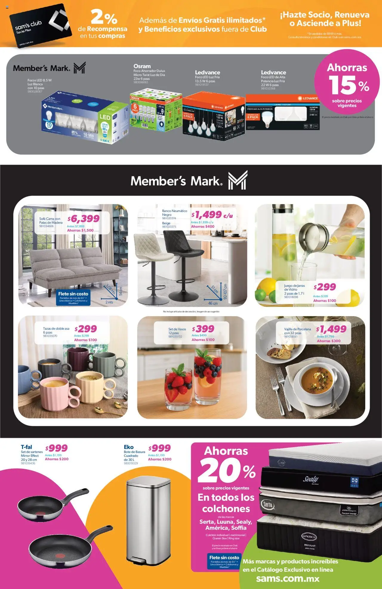 Nuevas ofertas de Sam's Club válidas en toda la República Mexicana desde el 09.09.2025. ¡Encuentra las mejores ofertas en Sam's Club - Catálogo Socio Fest Frontera! | Página: 5 | Productos: Cama, Vasos, Bote de basura, Foco