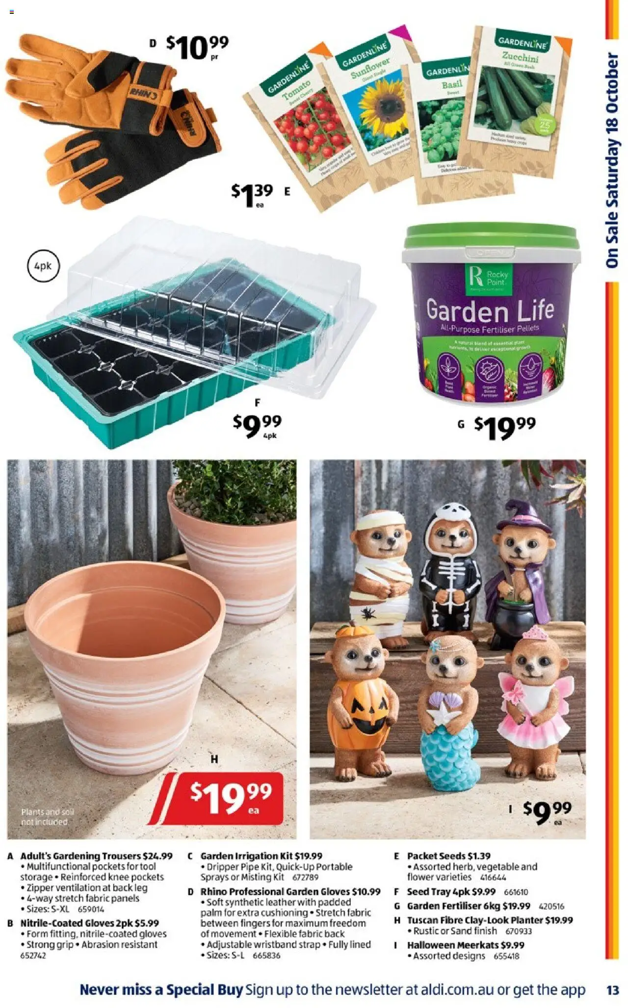 Aldi catalogue - valid from 15.10.2025 | Page: 13 | Products: Seeds, Irrigation, Gloves, Portable