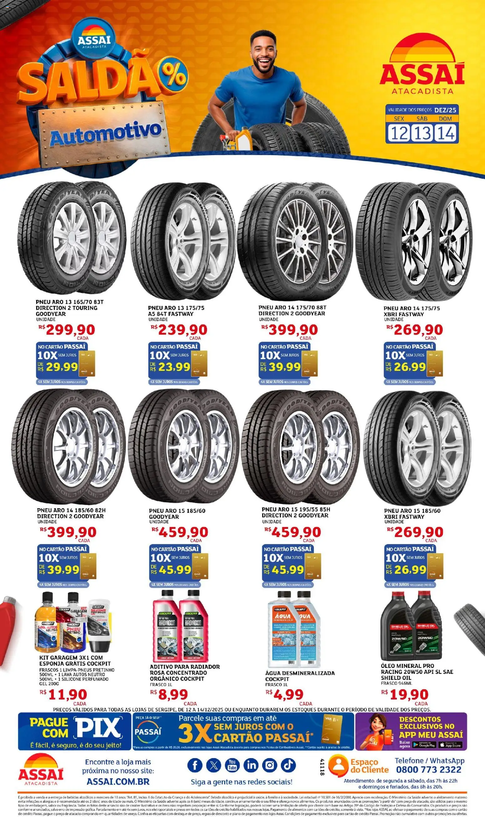 Assaí Atacadista Folheto - válido de 12.12.2025 | Página: 1 | Produtos: Esponja, Radiador, Óleo, Base
