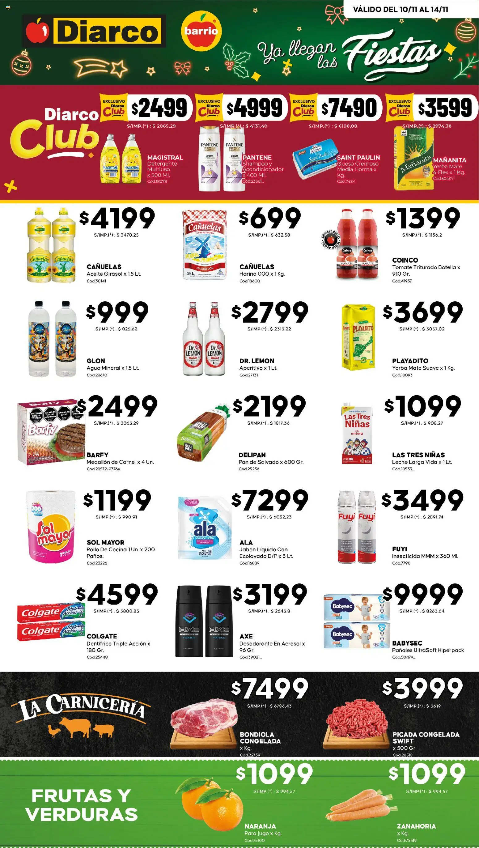 Diarco - Ofertas Diarco Barrio │ válido desde el 10.11.2025 | Página: 1 | Productos: Shampoo, Detergente, Pan, Zanahoria