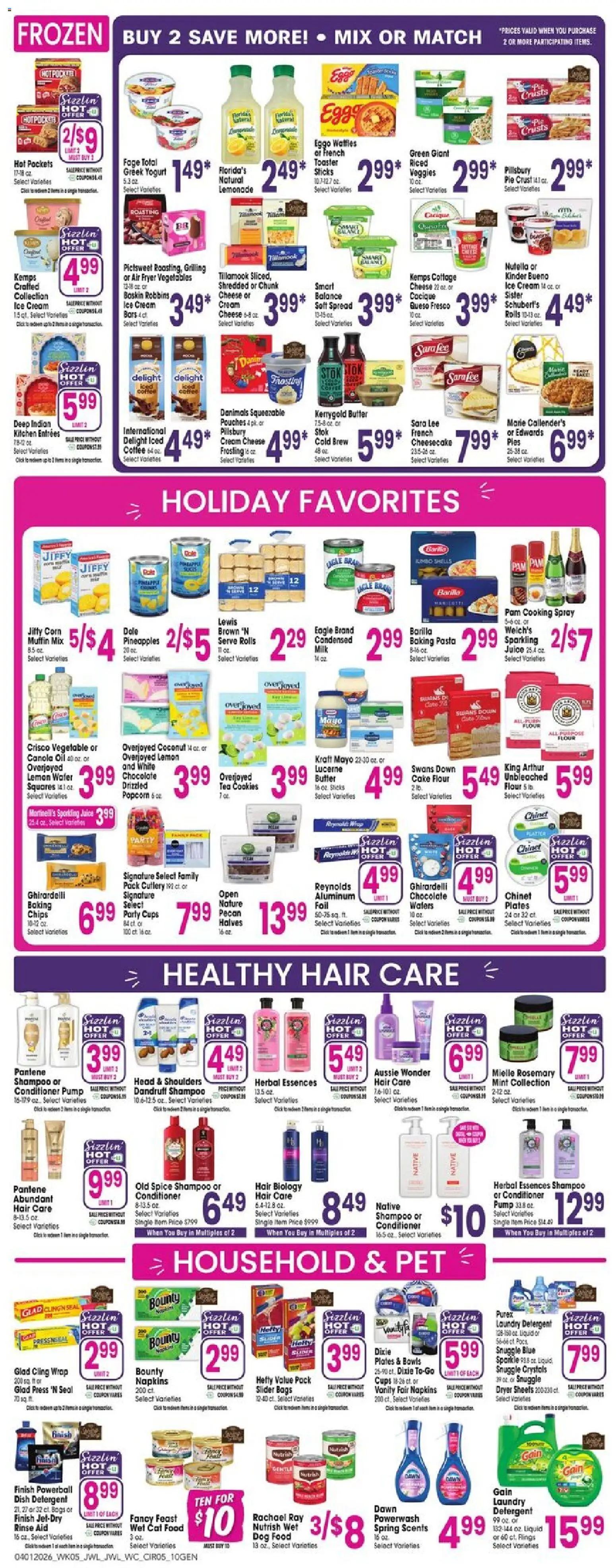 Jewel Osco Weekly Ad - IA - valid from 01.04.2026 | Page: 5 | Products: Shampoo, Milk, Cookies, Vegetables