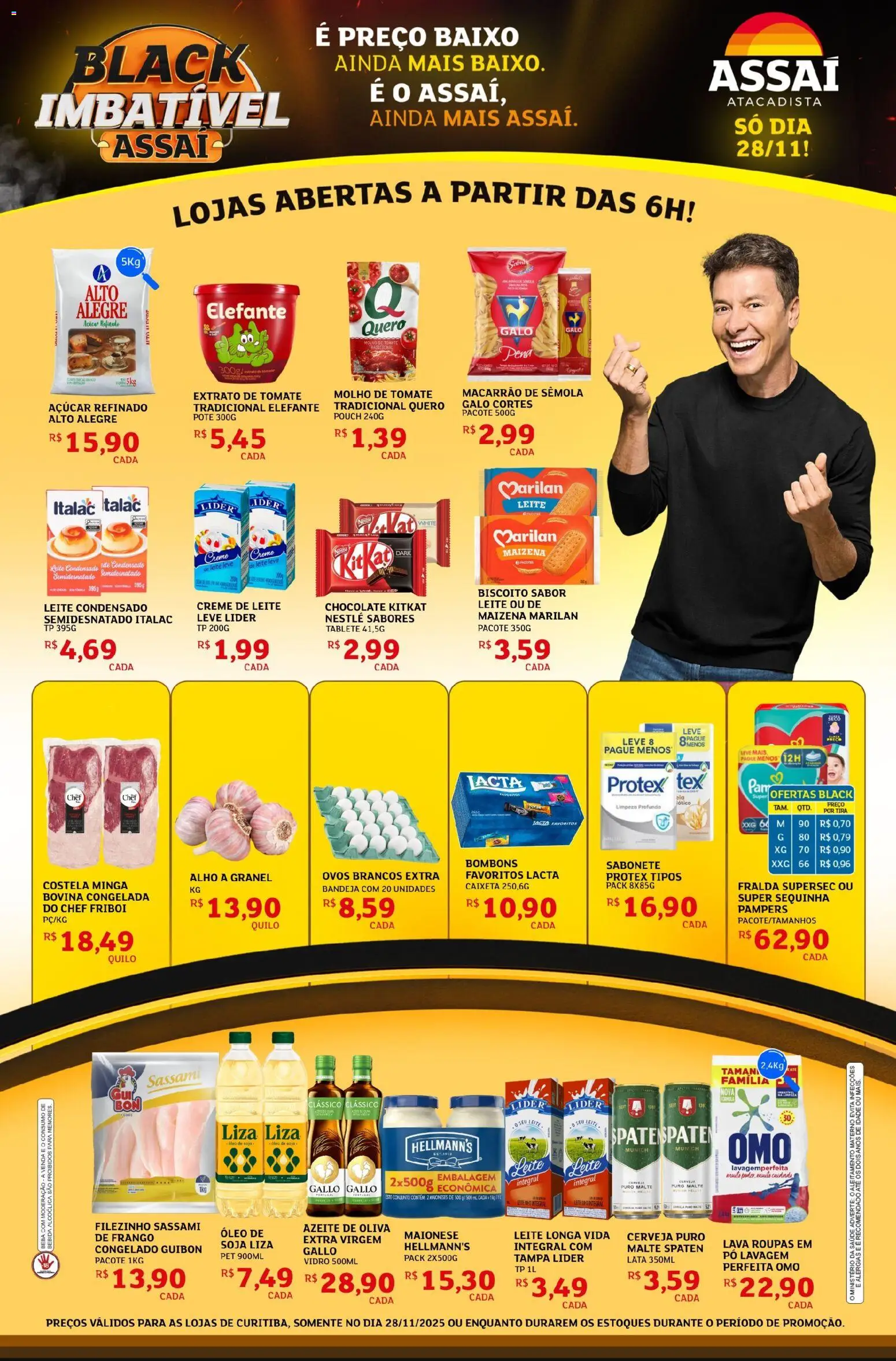 Assaí Atacadista Folheto - válido de 28.11.2025 | Página: 1 | Produtos: Macarrão, Sabonete, Bandeja, Frango