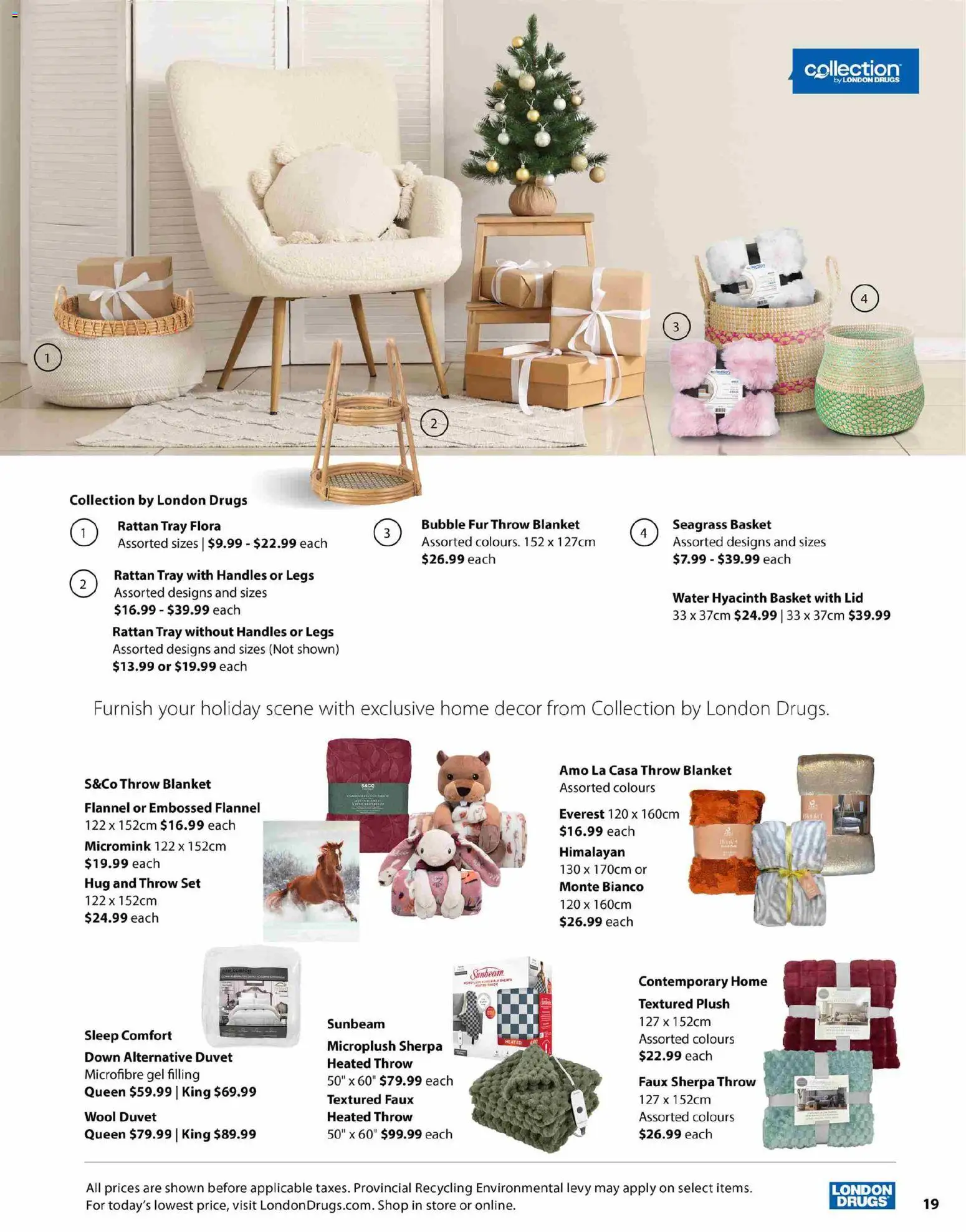 London Drugs flyer valid from 12.11.2025 | Page: 19 | Products: Blanket, Basket