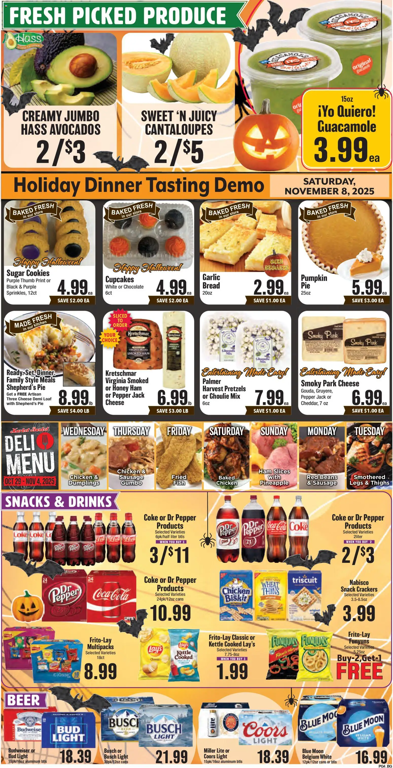 Market Basket Weekly Ad - valid from 29.10.2025 | Page: 4 | Products: Cantaloupes, Cheese, Chocolate, Ham