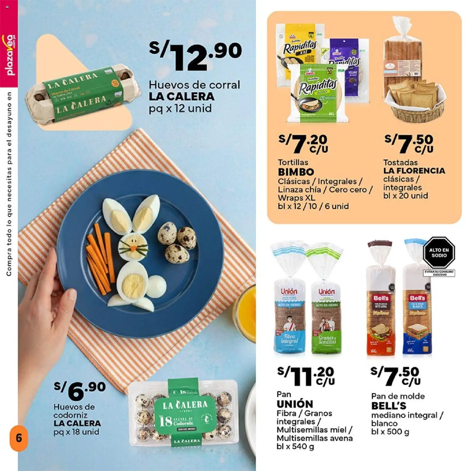 Catálogo Plaza Vea válido desde 27.02.2026 | Página: 6 | Productos: Huevos, Pan, Avena
