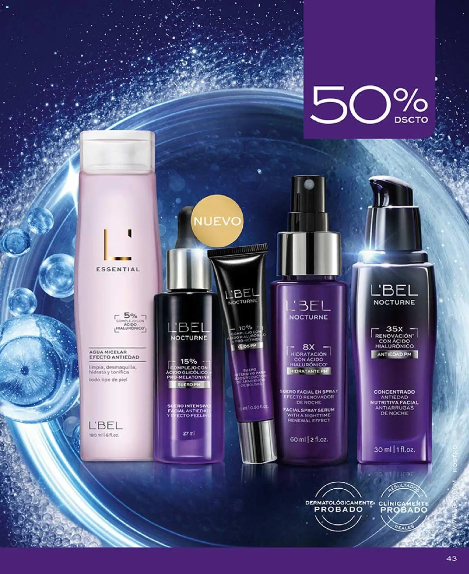 L'Bel revista - valida desde el 03.04.2026 | Página: 43 | Productos: Agua, Agua micelar, Serum, Peeling