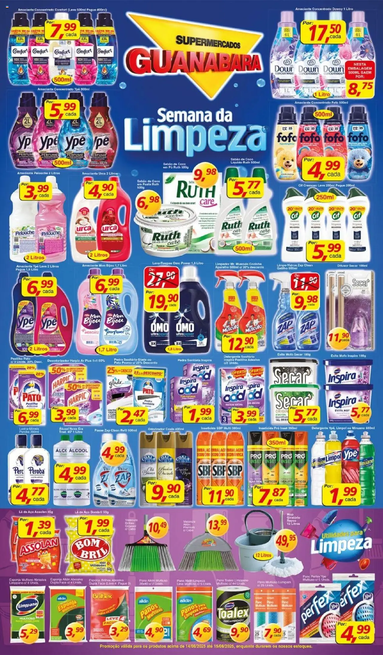 Supermercados Guanabara Folheto - válido de 14.08.2025 | Página: 11 | Produtos: Pó, Pasta, Amaciante urca, Amaciante