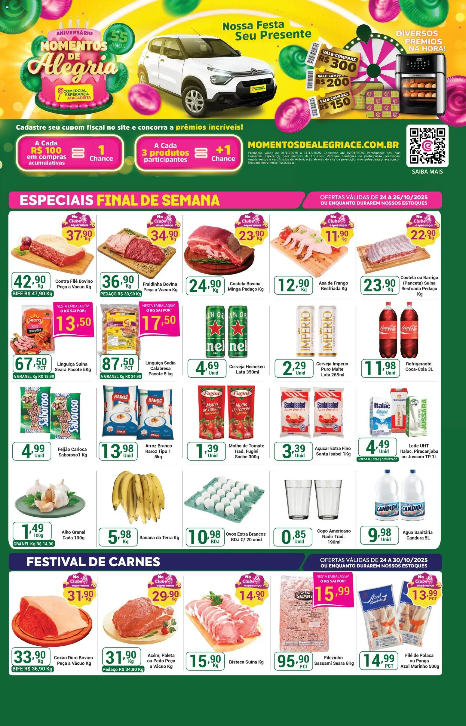 Comercial Esperança Folheto - válido de 24.10.2025 | Página: 1 | Produtos: Alho, Cola, Contra filé, Cerveja Heineken