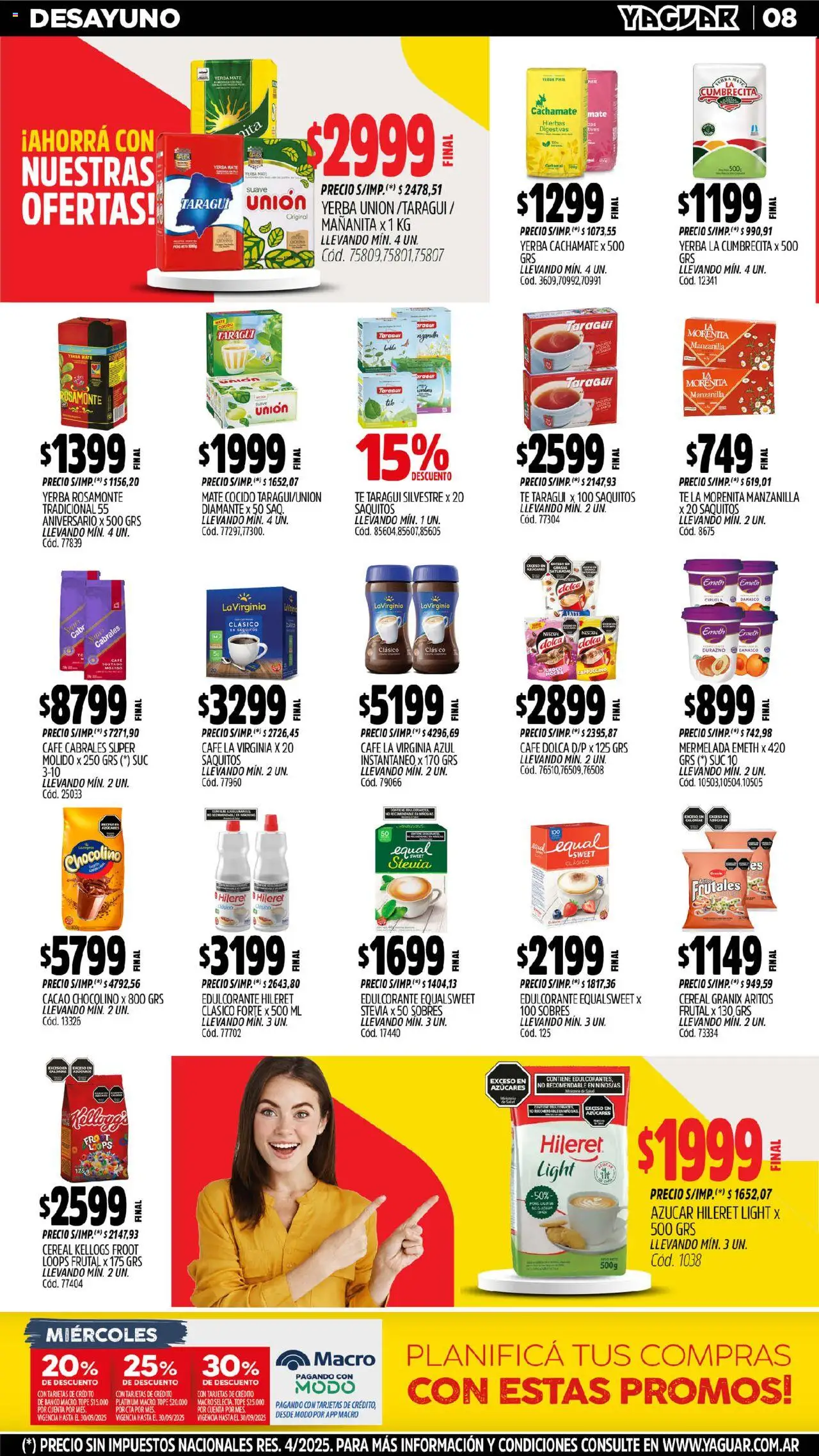 Yaguar - Maschwitz │ válido desde el 08.09.2025 | Página: 10 | Productos: Yerba, Edulcorante, Té, Mermelada