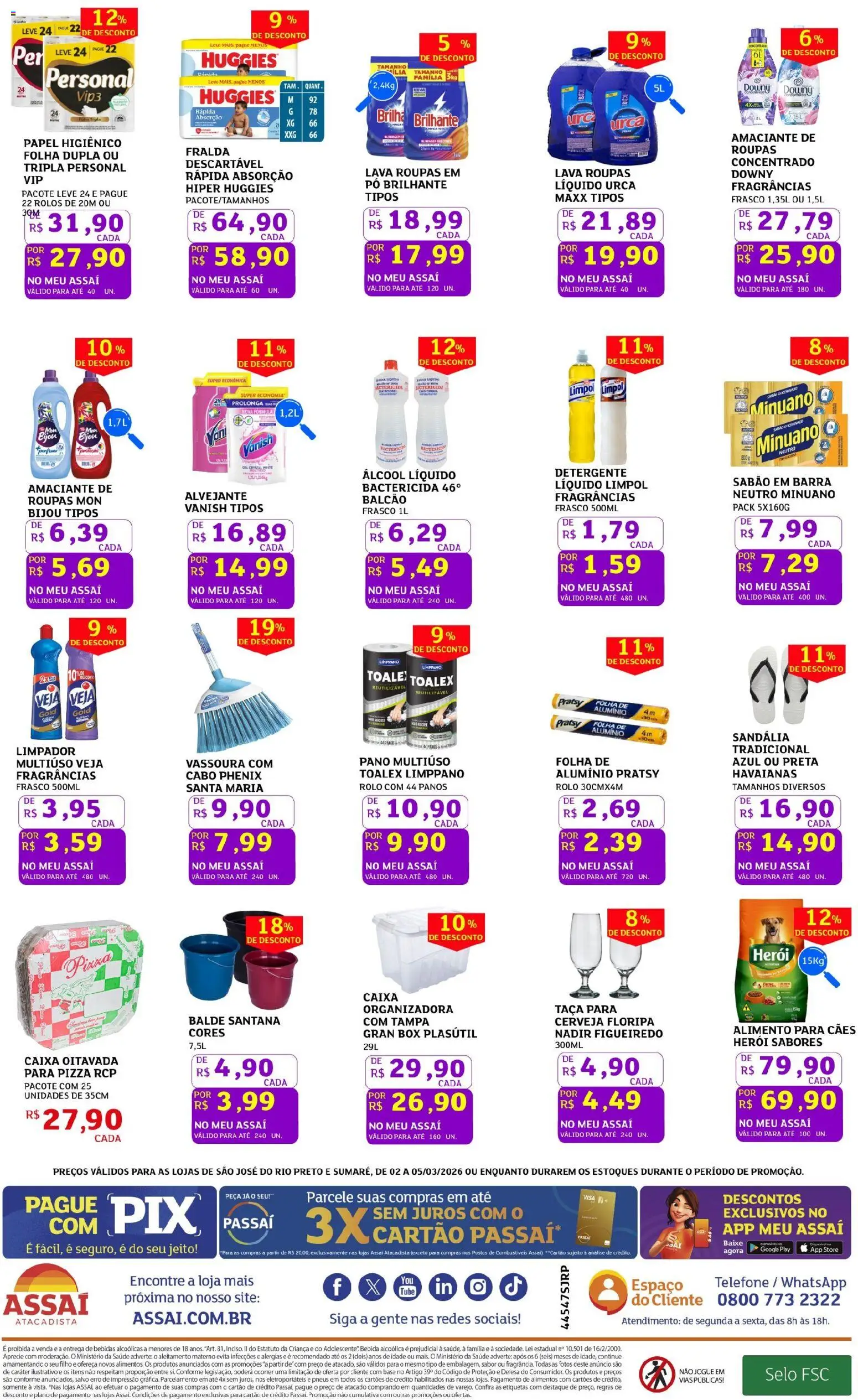 Assaí Atacadista Folheto - válido de 02.03.2026 | Página: 4 | Produtos: Sabão em barra, Pneus, Bebida, Amaciante