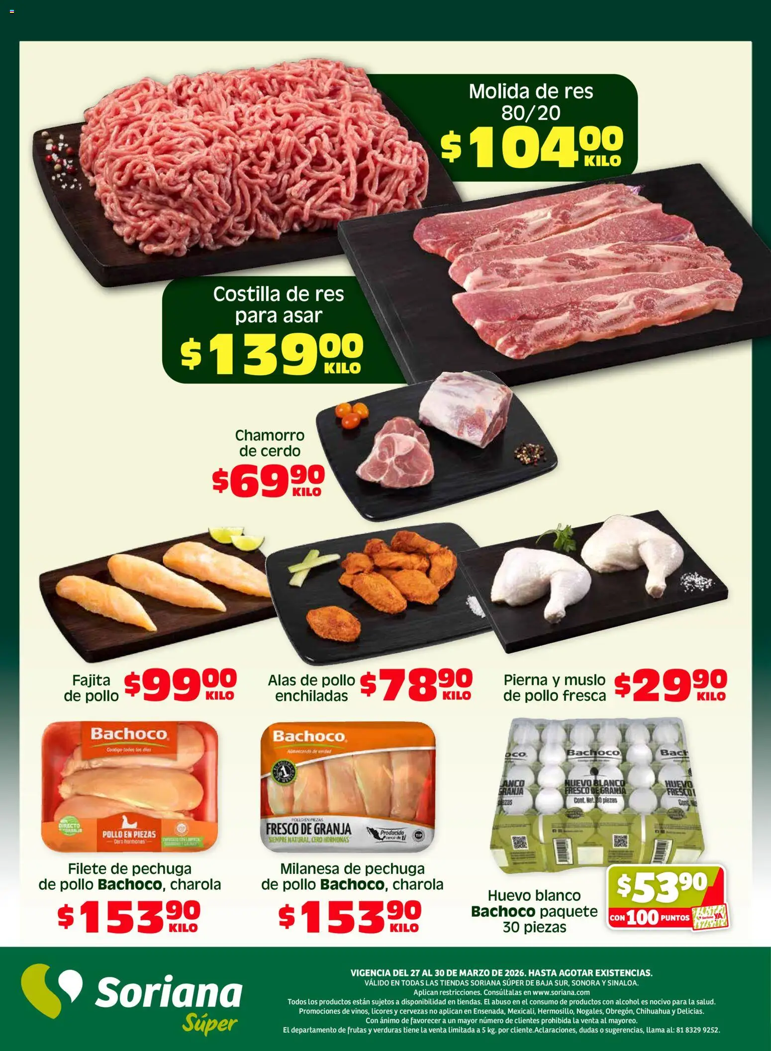 Nuevas ofertas de Soriana válidas en toda la República Mexicana desde el 27.03.2026. ¡Encuentra las mejores ofertas en Soriana Fin de Semana Súper: BCS, Son y Sin! | Página: 3 | Productos: Milanesa, Huevo, Cerdo, Res