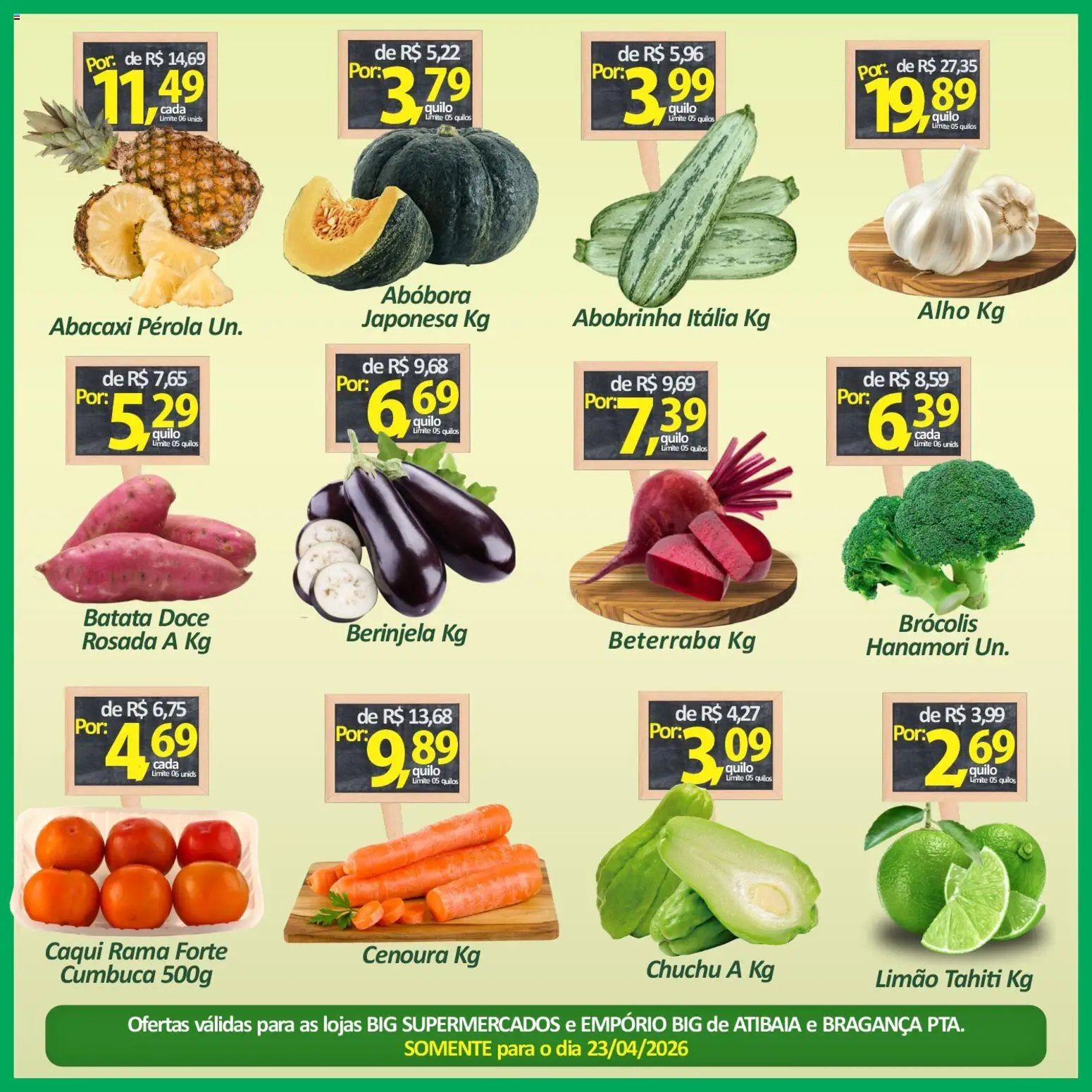 Big Supermercados Folheto - válido de 23.04.2026 | Página: 2 | Produtos: Caqui, Abobrinha, Berinjela, Beterraba