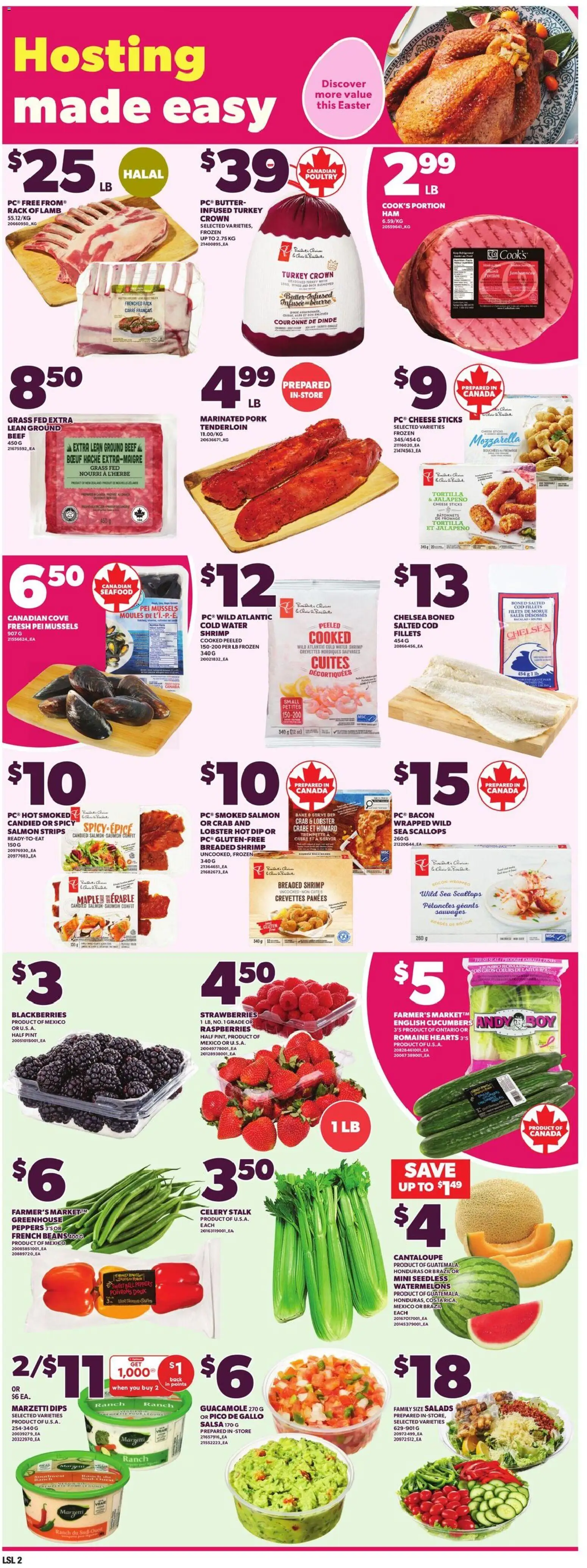 Loblaws flyer valid from 02.04.2026 | Page: 5 | Products: Strawberries, Butter, Cheese, Wine
