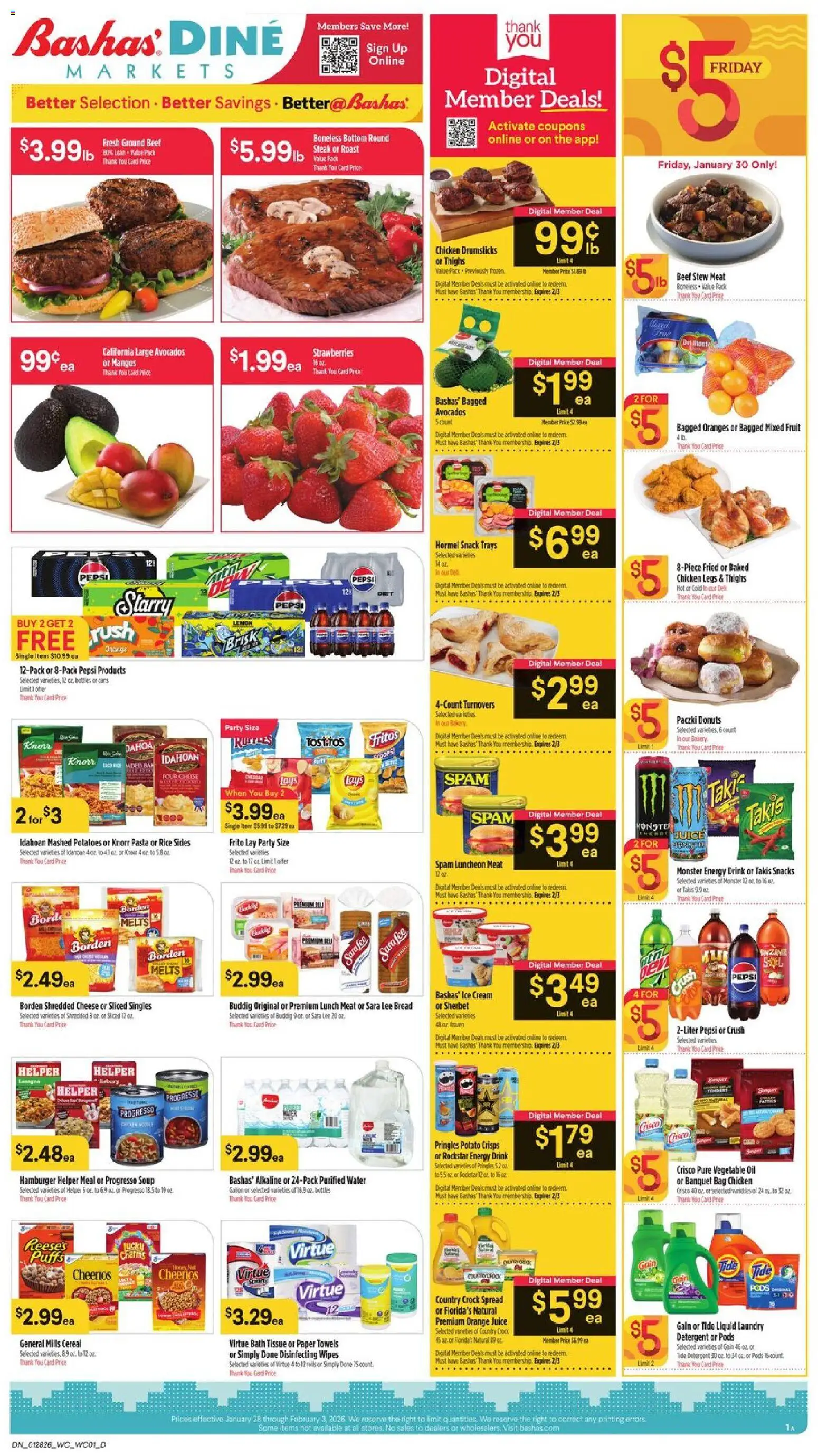 Basha's Dine - valid from 28.01.2026 | Page: 1 | Products: Rice, Detergent, Cream, Water