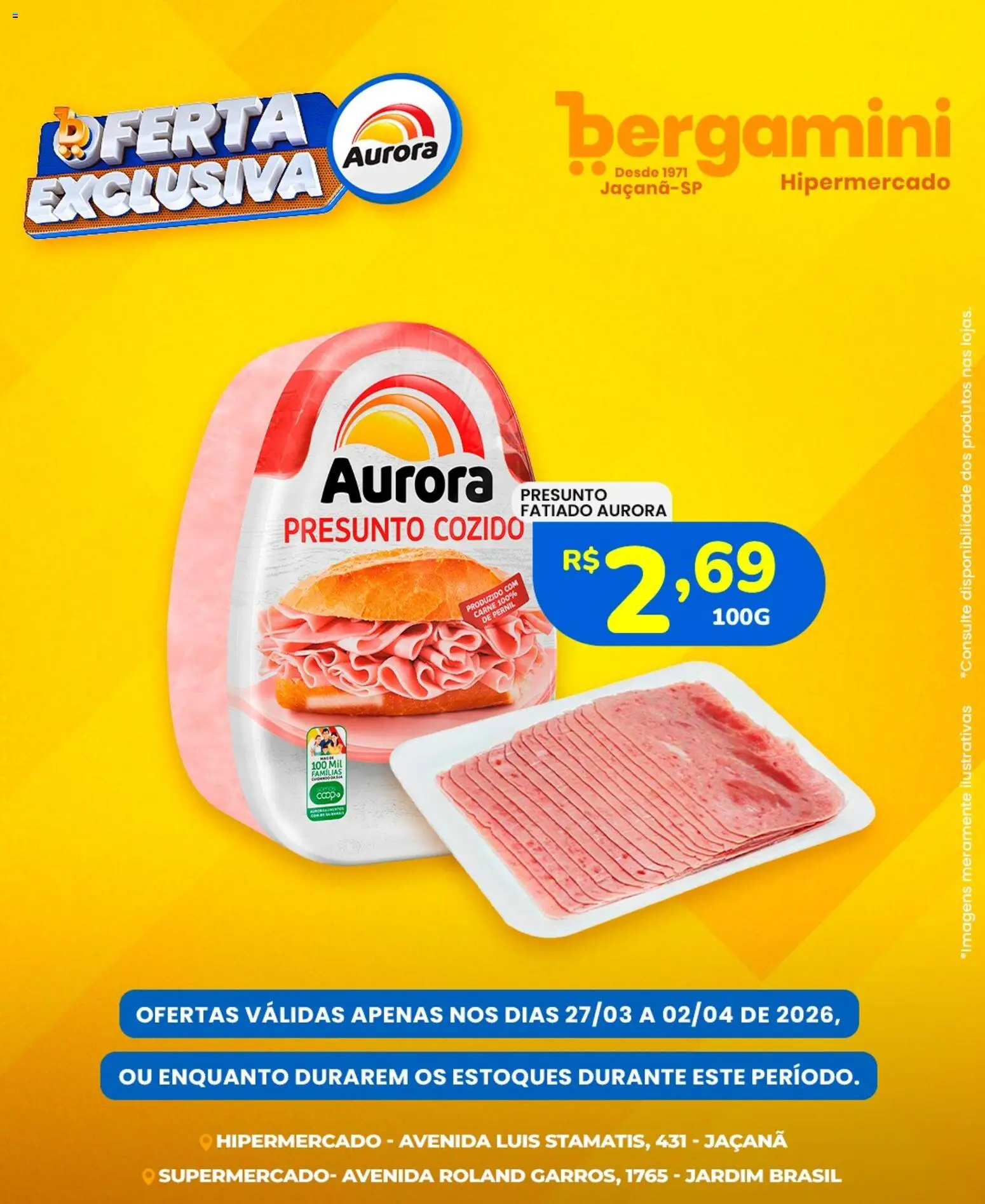 Supermercado Bergamini Folheto - válido de 27.03.2026 | Página: 3 | Produtos: Pernil, Presunto, Carne