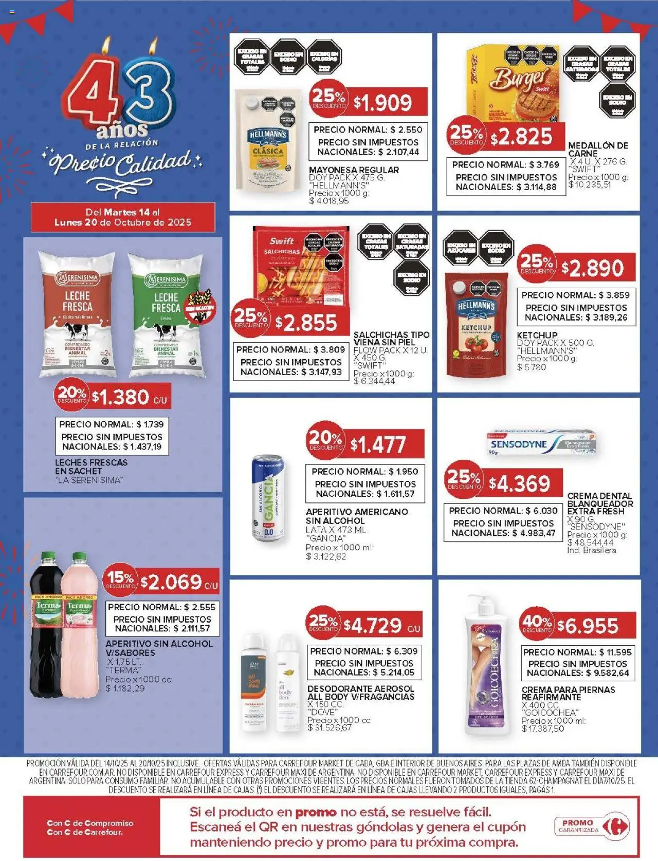 Carrefour ofertas │ válido desde el 14.10.2025 | Página: 44 | Productos: Body, Mayonesa, Ketchup, Desodorante