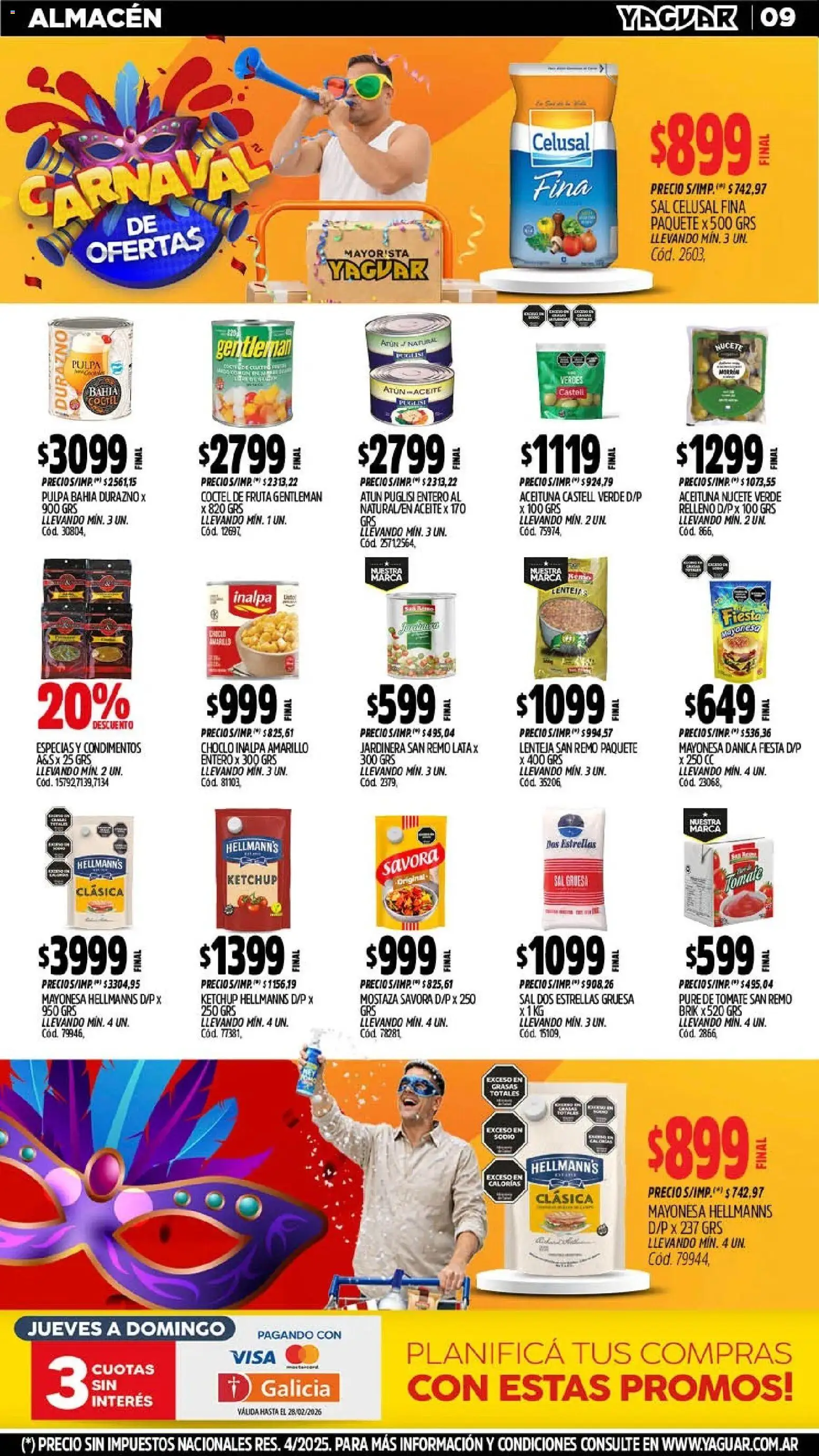 Yaguar - Oferta Semanal General Roca │ válido desde el 09.02.2026 | Página: 9 | Productos: Aceite, Mostaza, Atún, Tomate