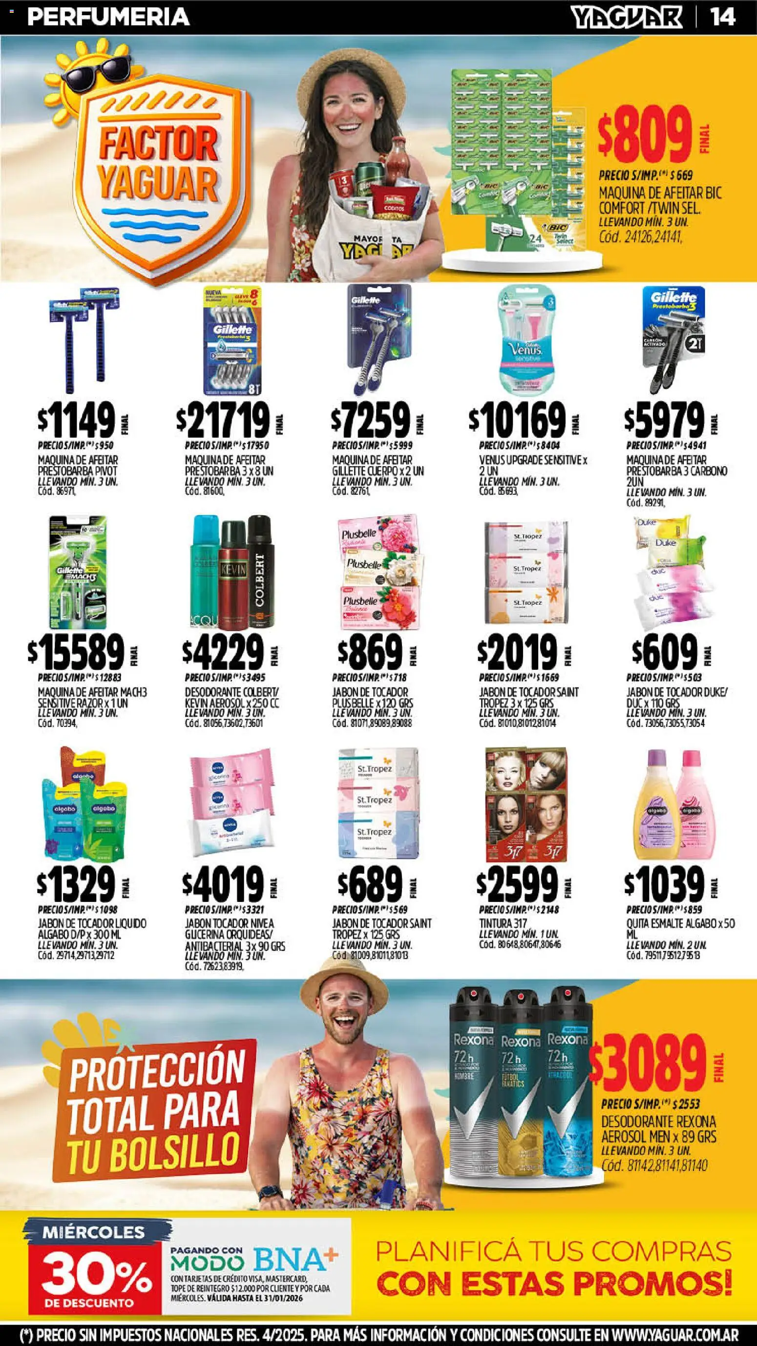 Yaguar - Oferta Semanal General Roca │ válido desde el 19.01.2026 | Página: 14 | Productos: Maquina de afeitar, Tintura, Jabón, Desodorante